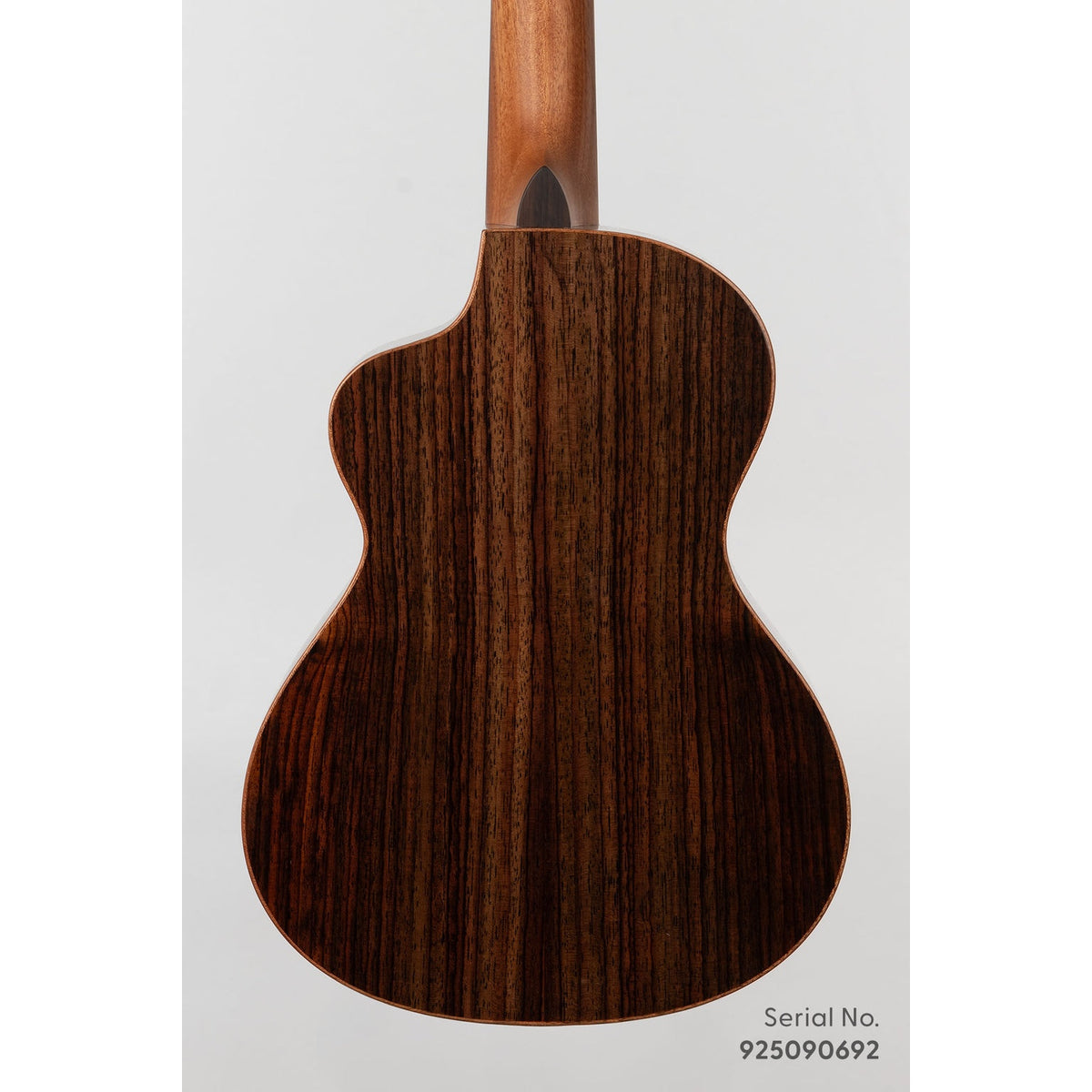 Kala METD-SPR-T Metropolitan Deluxe tenor ukulele, serial 925090707, back view showing the solid rosewood back grain