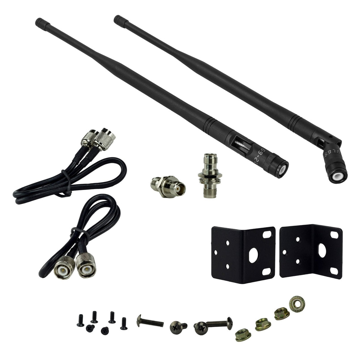 Nady 2W-1KU LT detachable antennas, antenna cables, rack ears and mounting hardware