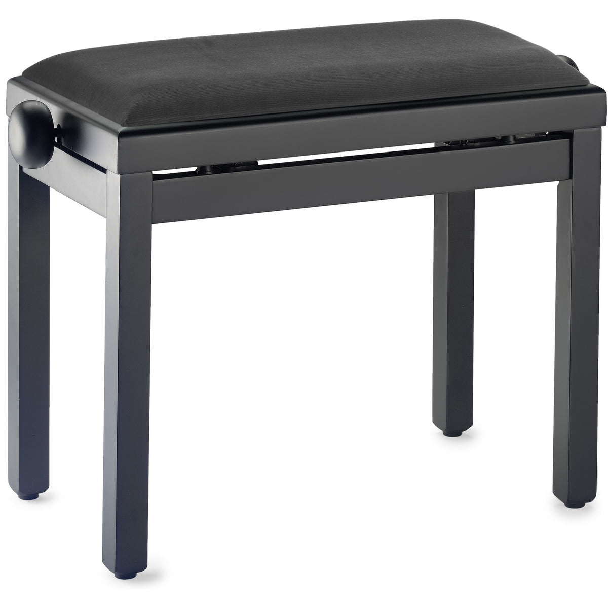 Stagg PB39 BKM VBK matt black piano bench with a ribbed black velvet top and side adjustment knob