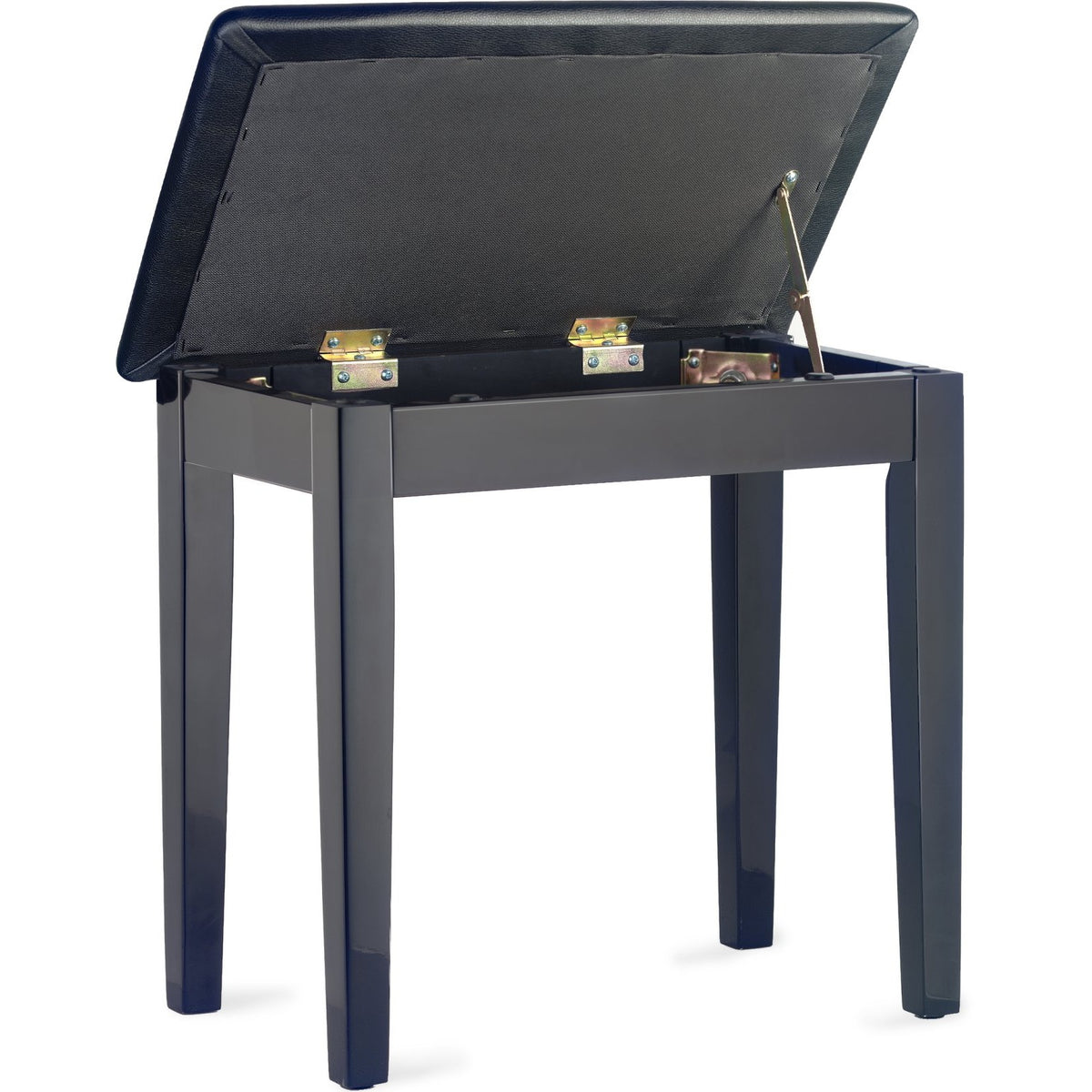 Stagg PBF23 piano bench with the vinyl lid lifted open to show the score storage compartment