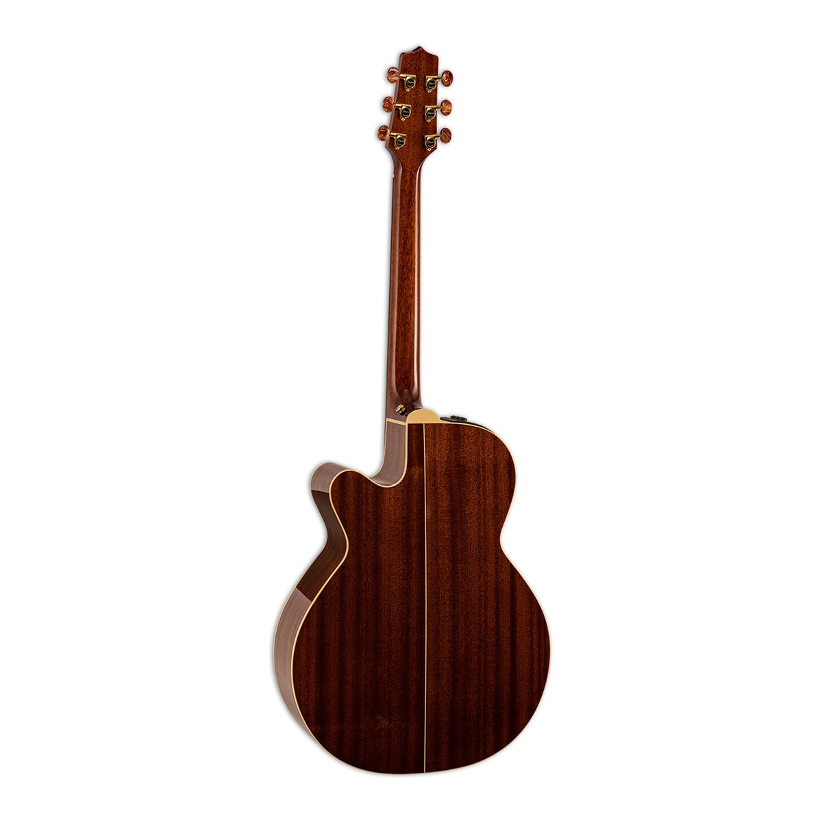 Full back view of the Takamine FSF40C showing the mahogany neck and the solid sapele back.