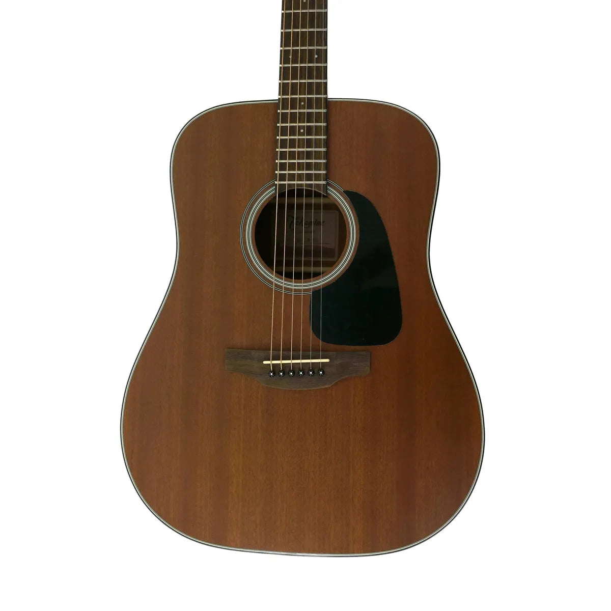 Takamine GD11M NS acoustic guitar with a natural satin Sapele finish, black pickguard, and Laurel fingerboard.
