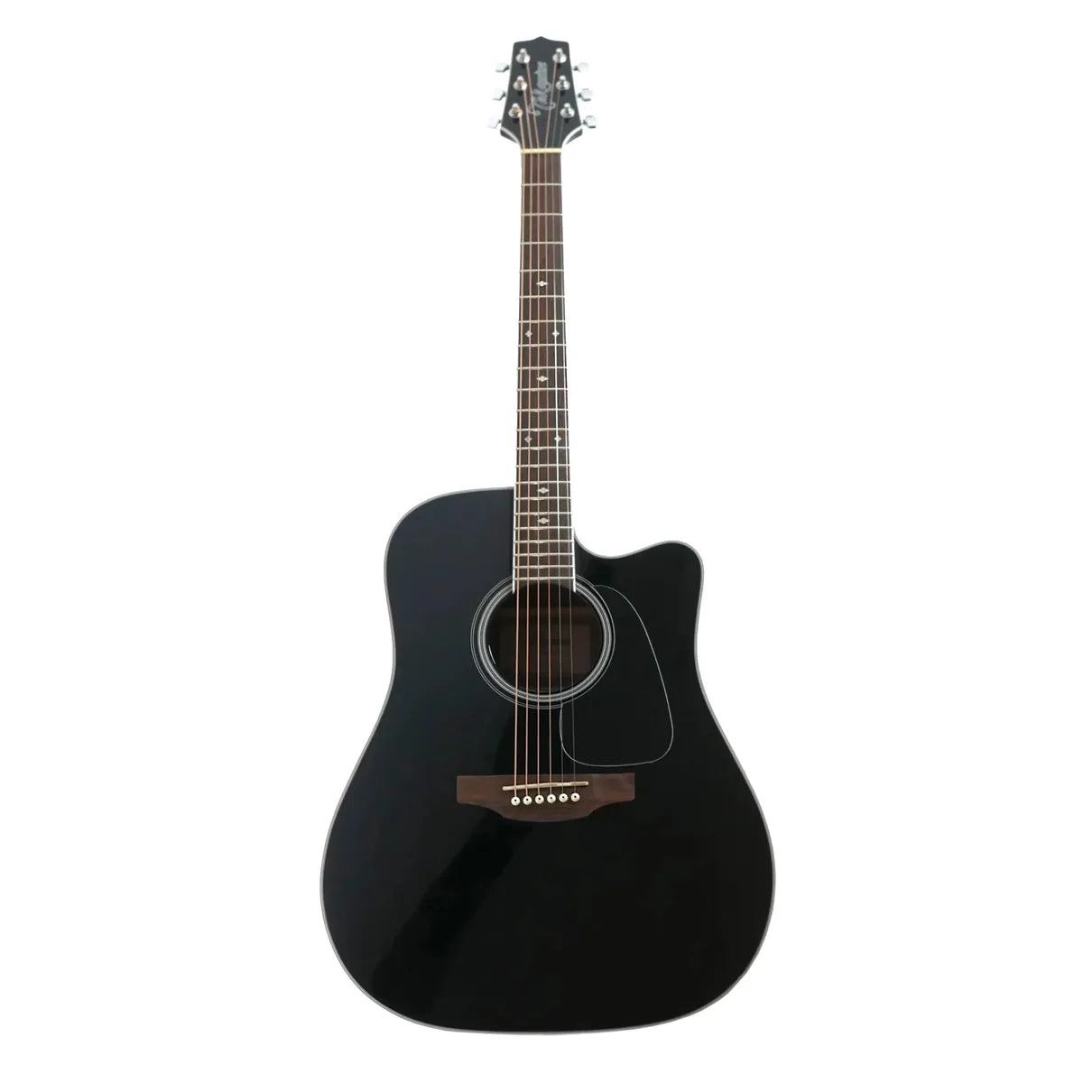 Takamine GD34CE-BLK black acoustic-electric dreadnought guitar with cutaway, full view.