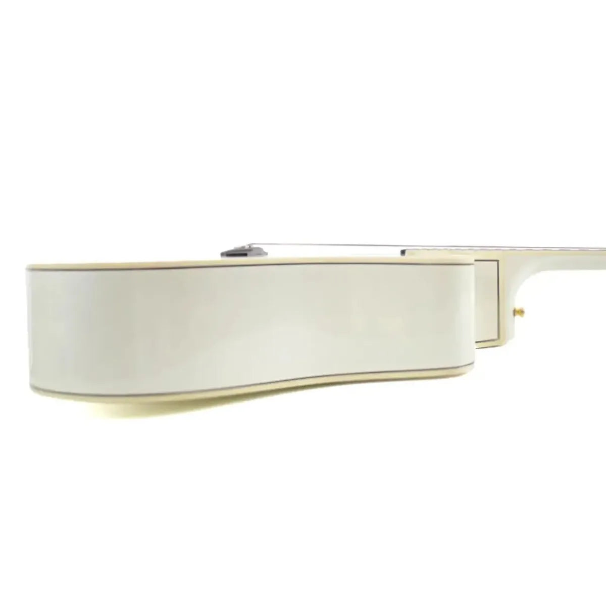 Takamine GD37CE-PW Pearl White acoustic-electric dreadnought guitar body side view.