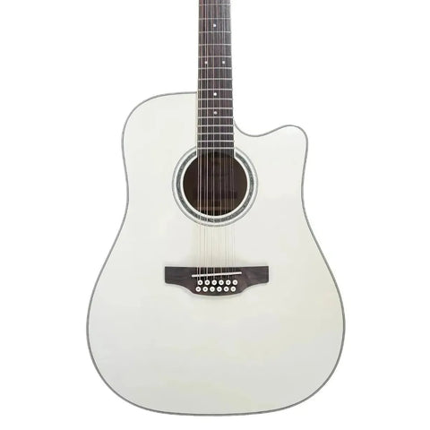 Takamine GD37CE12-PW Pearl White 12-String Acoustic-Electric Dreadnought Guitar with cutaway.