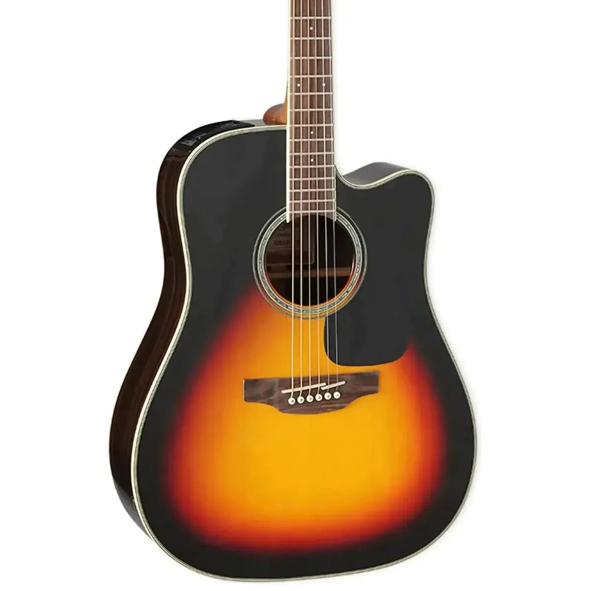 Takamine GD51CE dreadnought acoustic-electric guitar in brown sunburst with cutaway and abalone rosette.