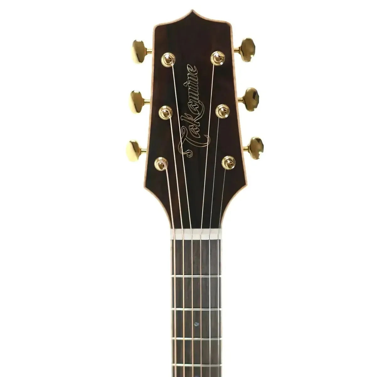 Takamine GD90CE-ZC acoustic-electric guitar headstock with gold tuners and natural finish.