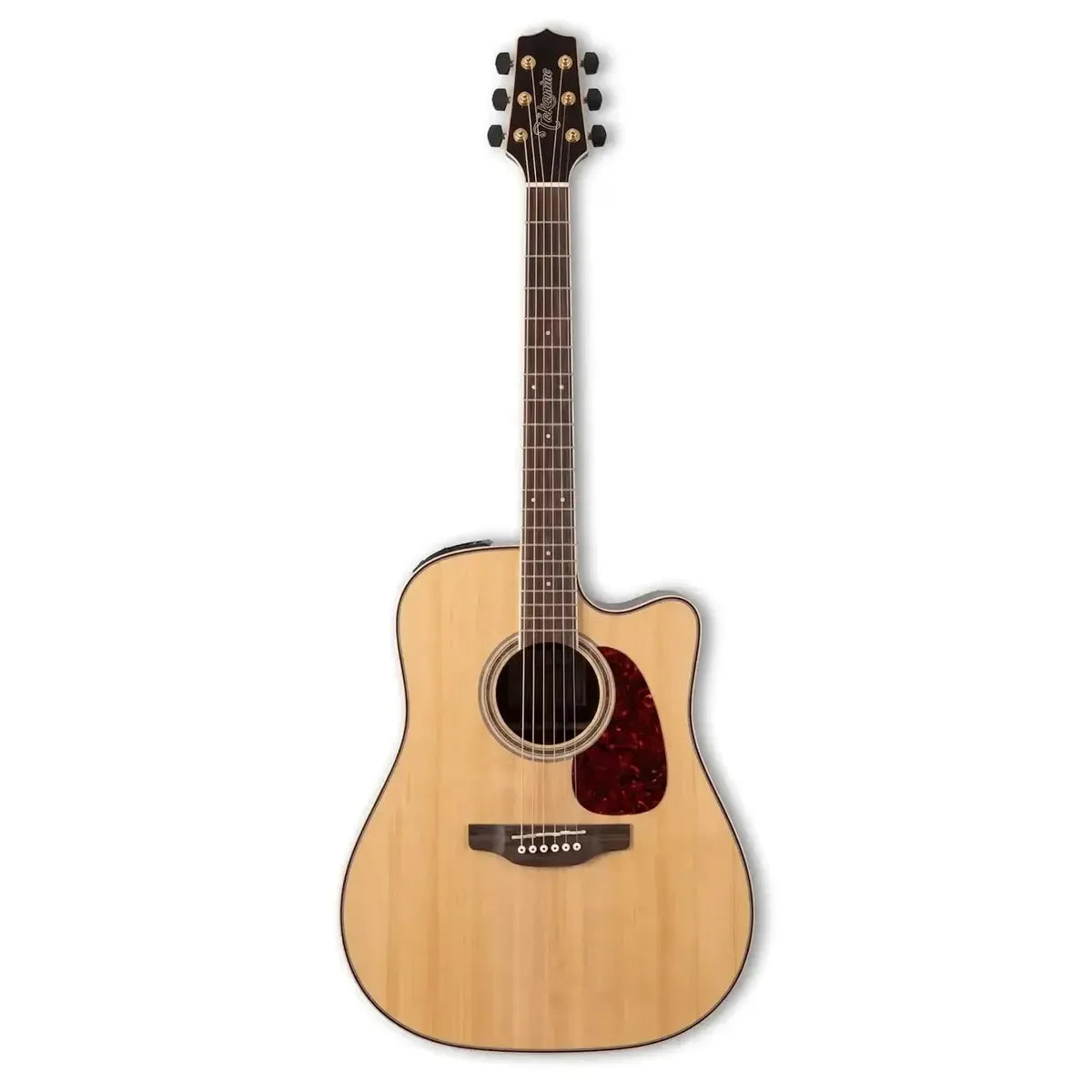 Left-handed Takamine GD93CE-LH Natural acoustic-electric guitar with dreadnought body and cutaway.