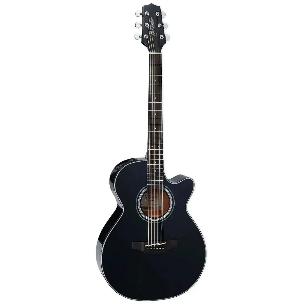Takamine GF30CE BLK FX cutaway acoustic-electric guitar in black with a solid spruce top.