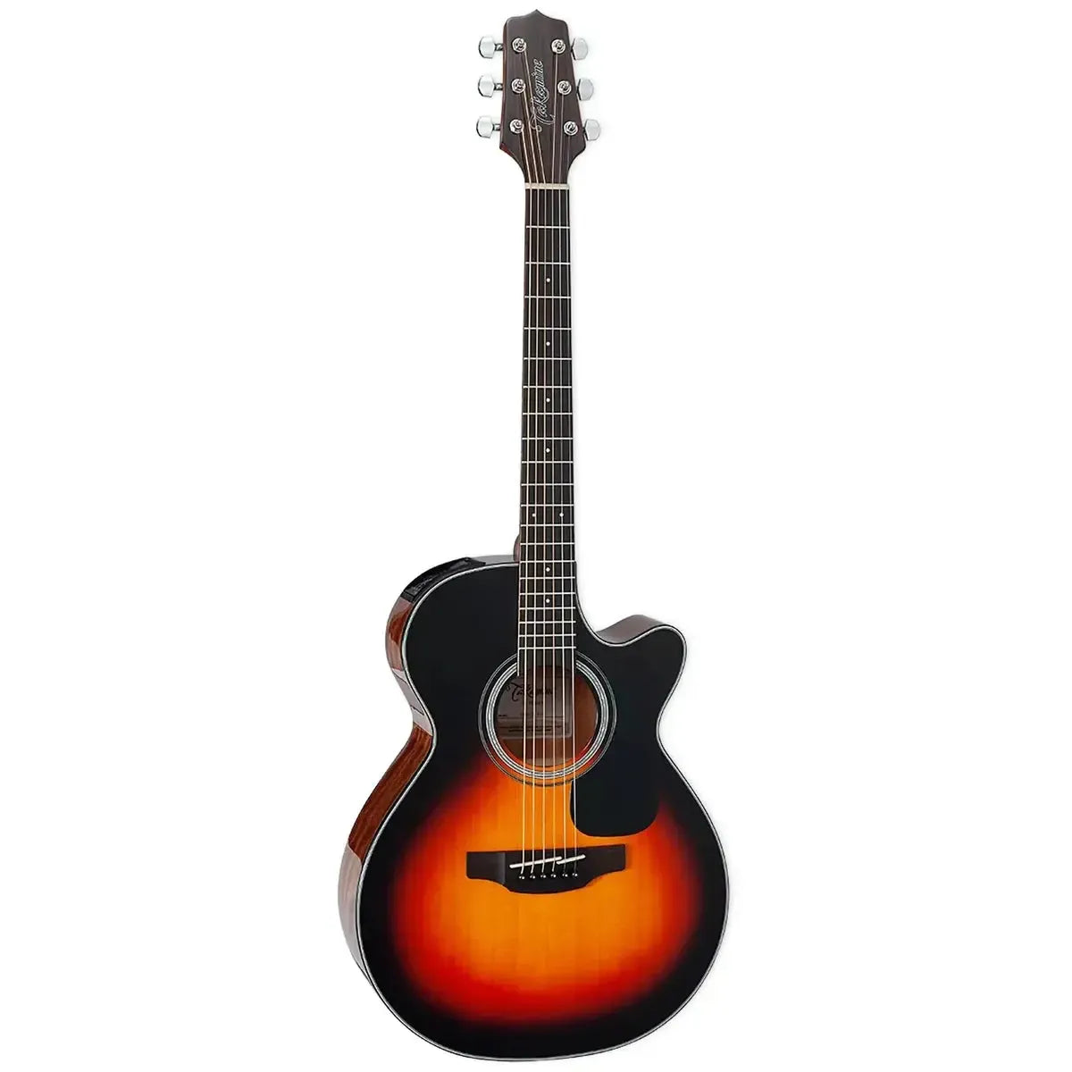 Takamine GF30CE BSB FX Cutaway Acoustic-Electric Guitar in brown sunburst, full view.