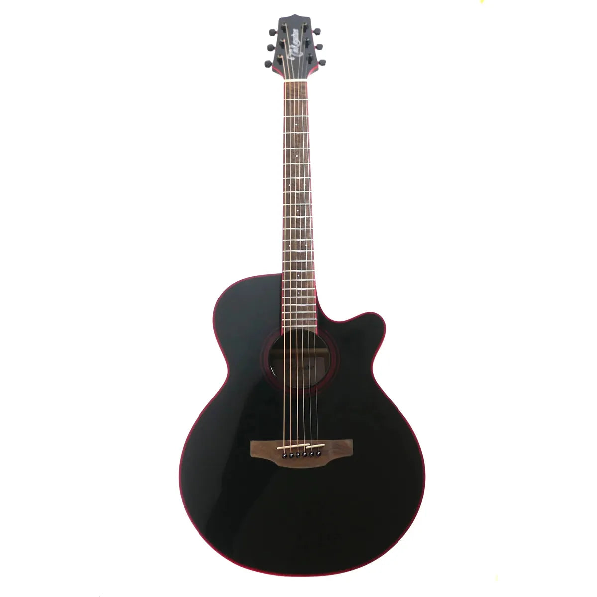 Takamine GF49CE-CB Cosmic Black Sparkle Grand Concert Acoustic-Electric Guitar with red binding.
