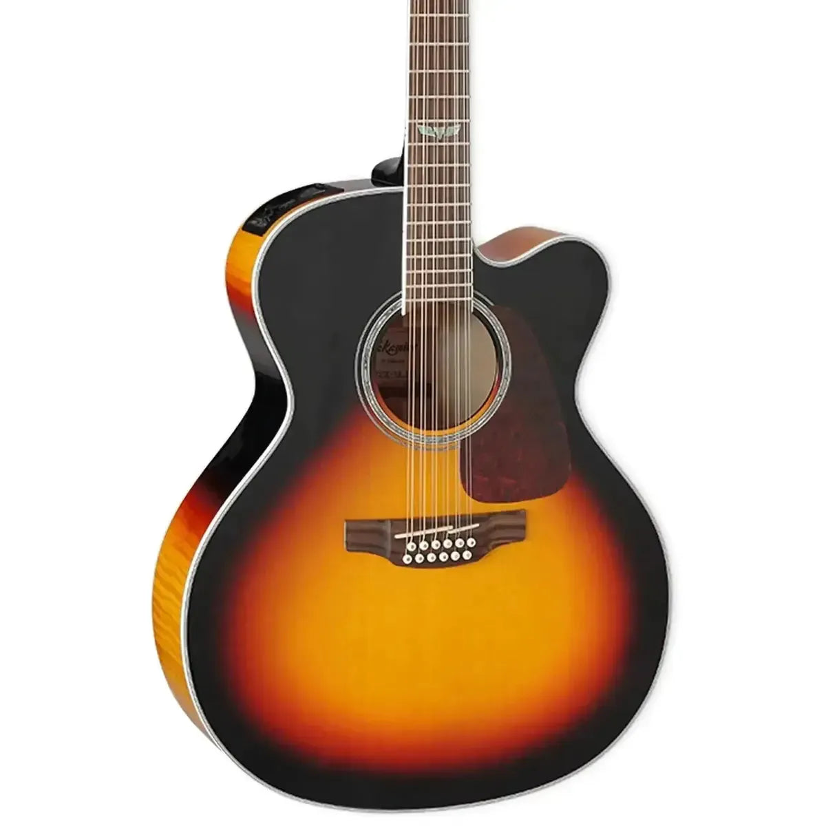 Takamine GJ72CE-12 BSB Acoustic-Electric 12-String Guitar with brown sunburst finish and cutaway.