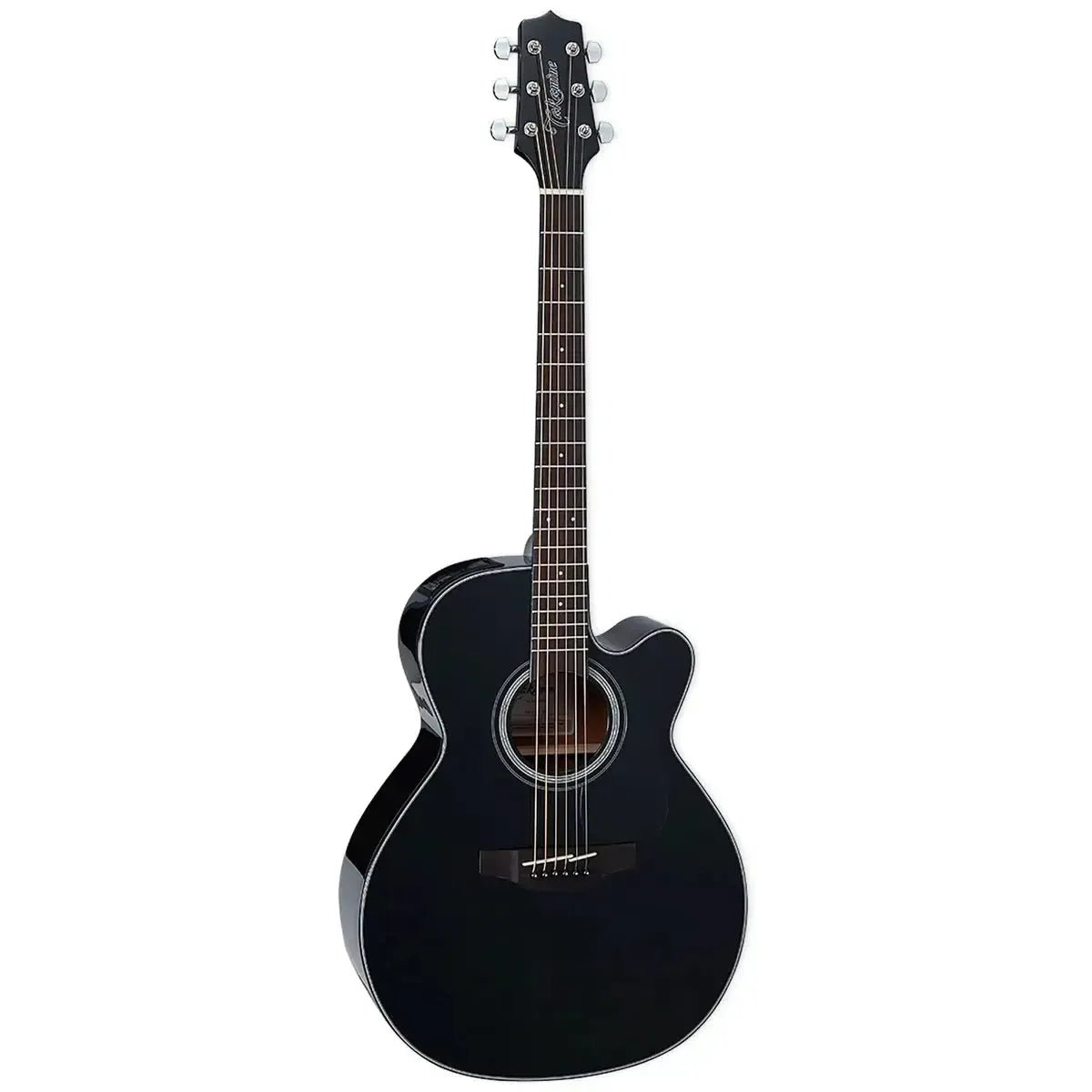 Takamine GN30CE BLK NEX acoustic-electric guitar, black finish, full view.