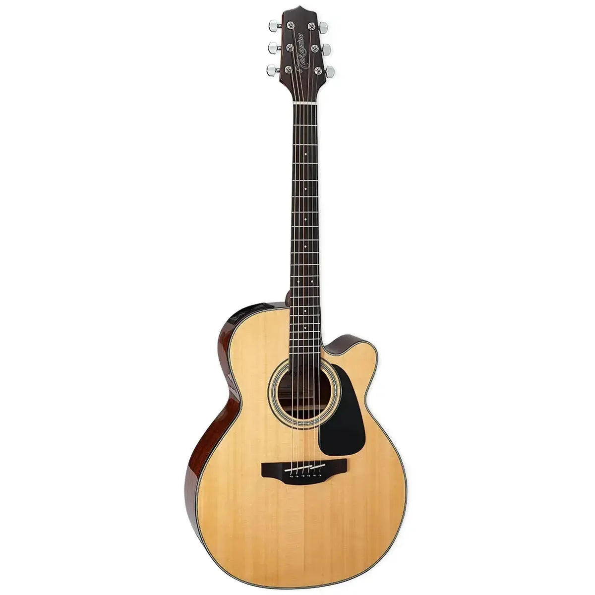 Takamine GN30CE NAT NEX acoustic-electric guitar with natural wood finish, black pickguard, and cutaway body.