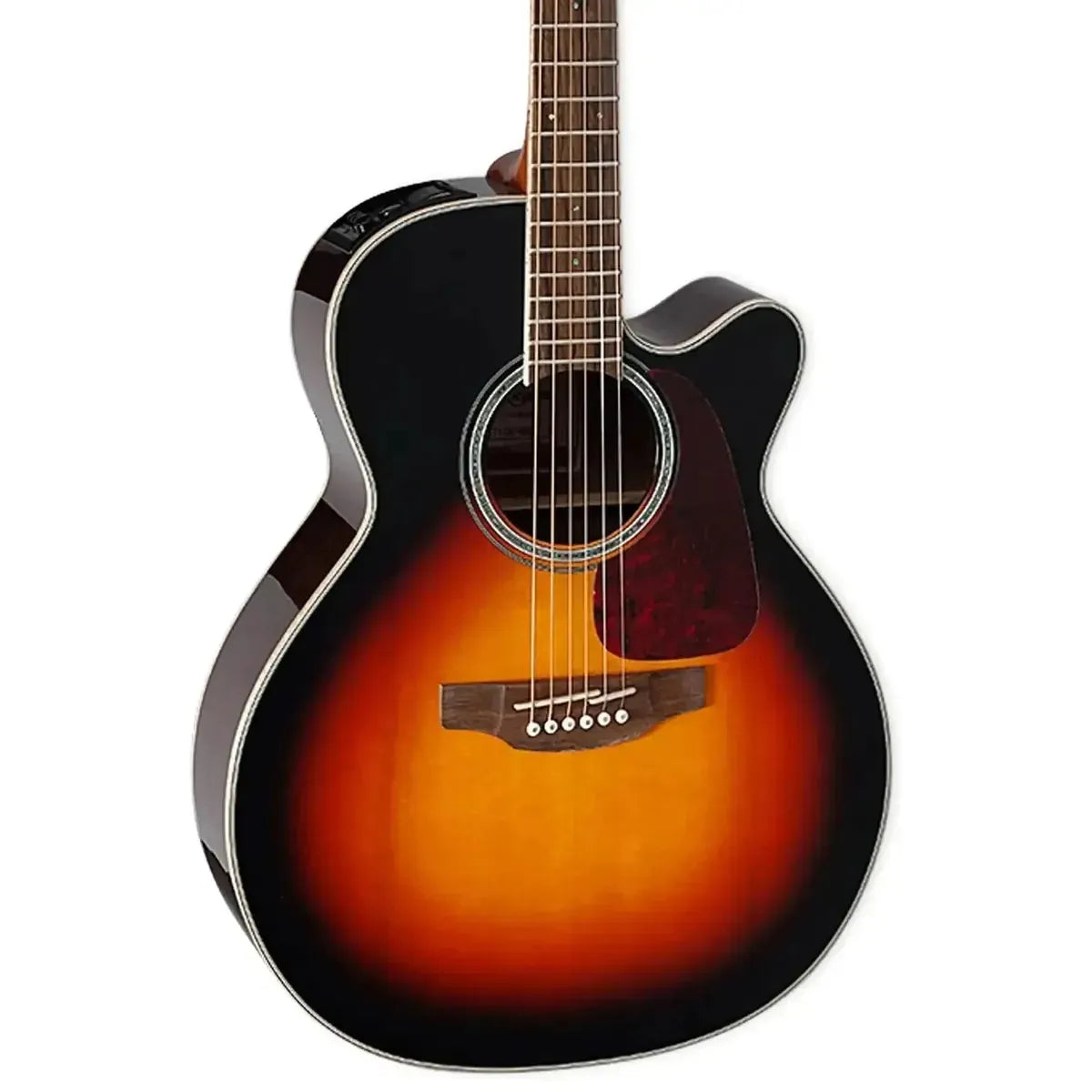 Takamine GN71CE BSB acoustic-electric guitar with brown sunburst finish, cutaway body, and abalone rosette.