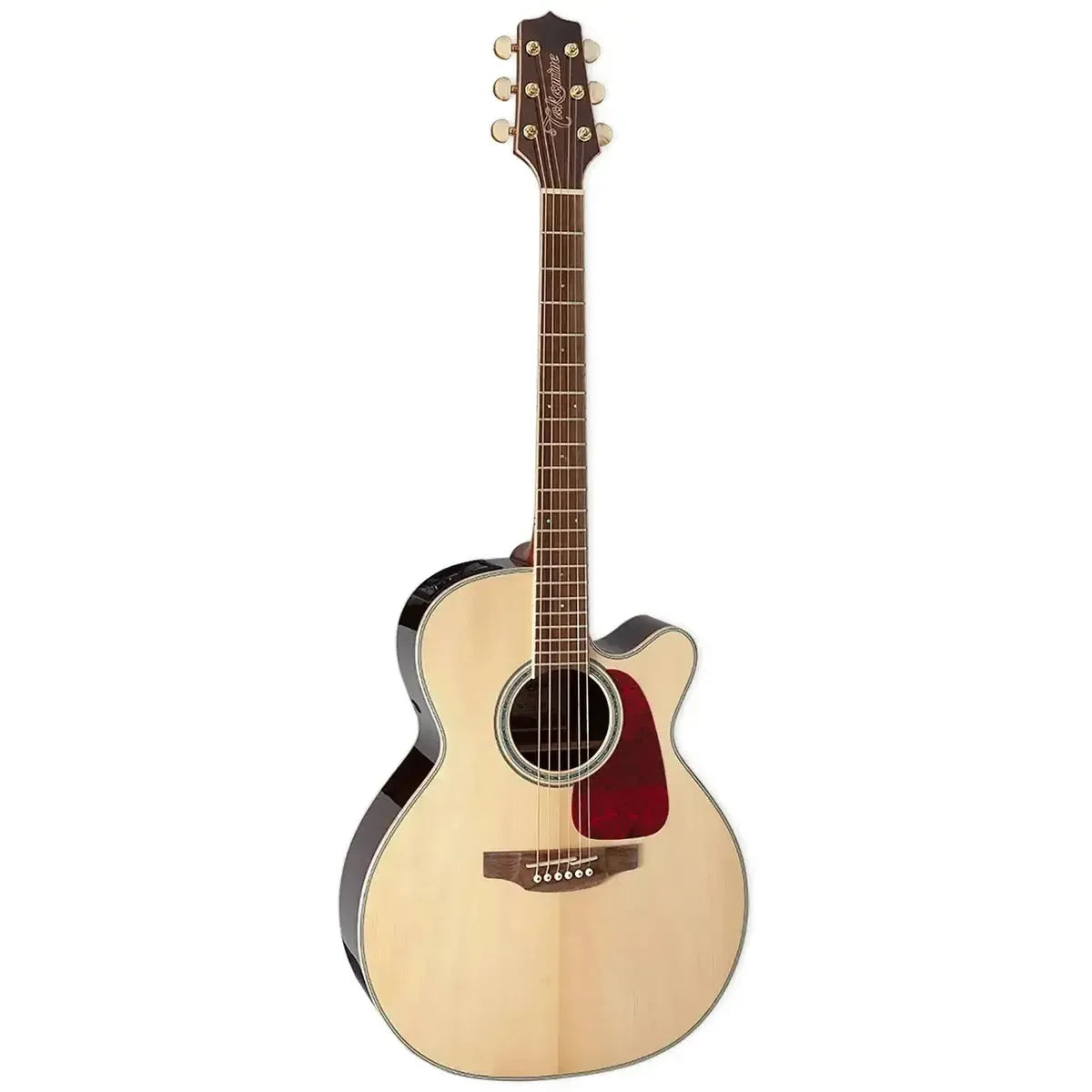 Takamine GN71CE NAT acoustic-electric guitar with natural spruce top, black walnut back, and red pickguard.