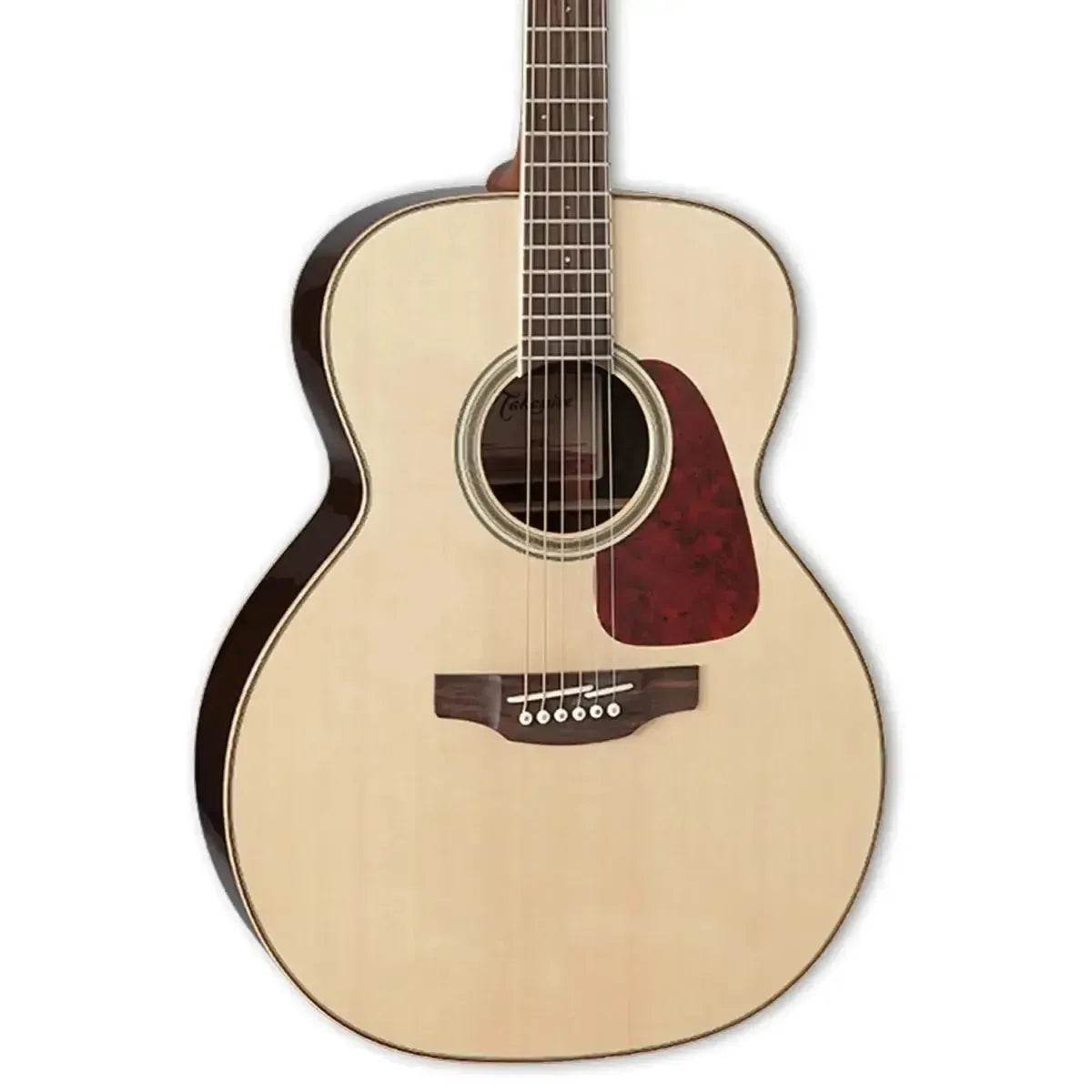 Takamine GN93 NAT Natural Acoustic Guitar with light spruce top, dark wood back, and red tortoise pickguard.