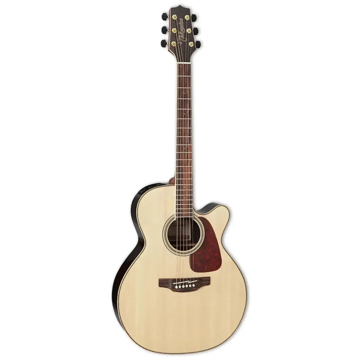 Takamine GN93CE NAT acoustic-electric guitar with natural spruce top, dark wood rosette, and cutaway body.