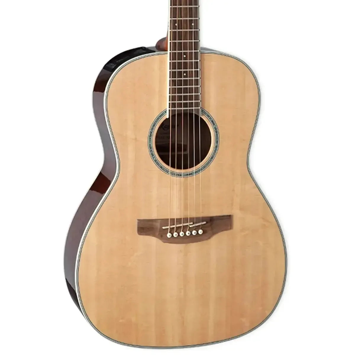 Takamine GY51E New Yorker acoustic-electric guitar with natural finish, solid spruce top, and black walnut back.