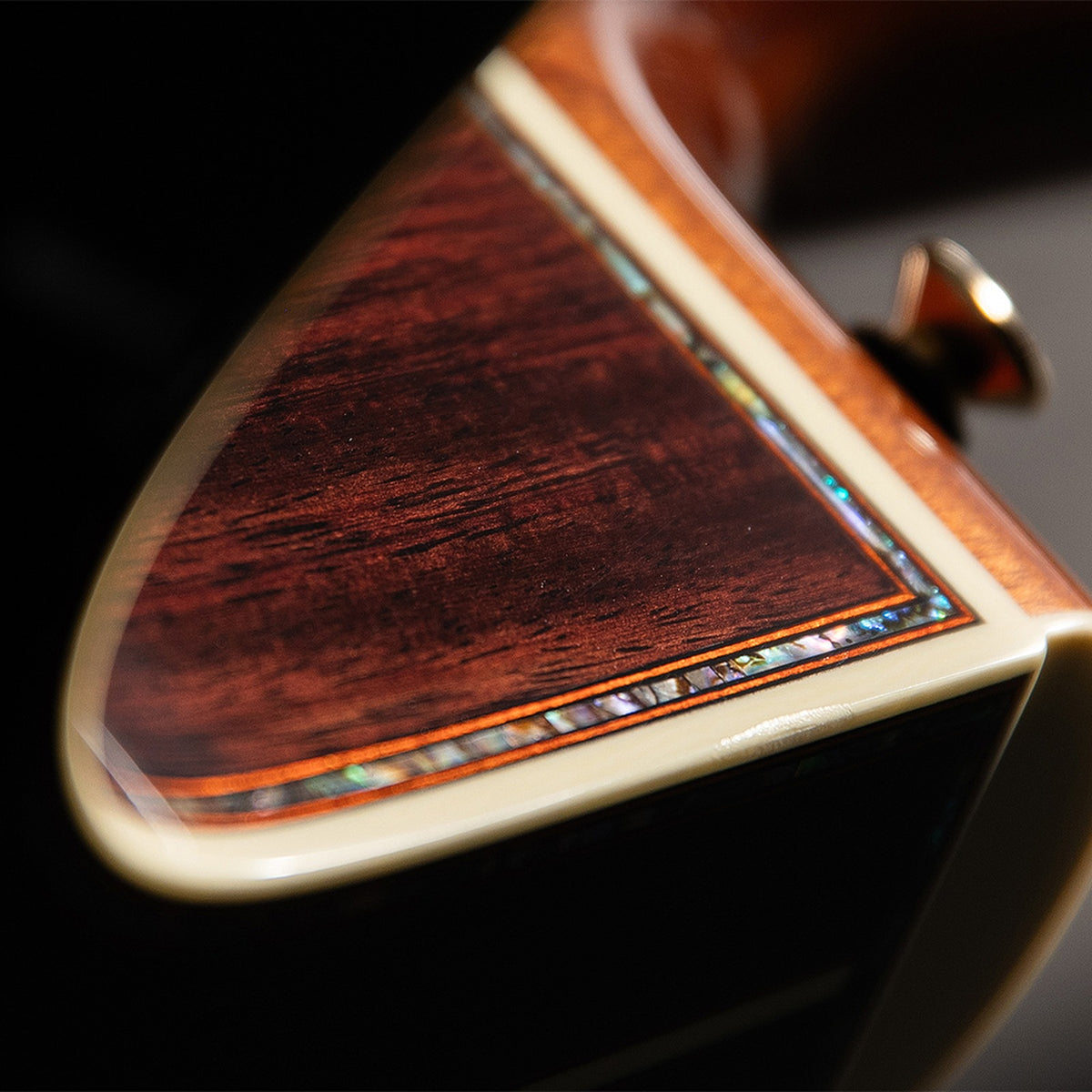 Close-up of the Takamine P10NC cutaway with abalone purfling and binding.