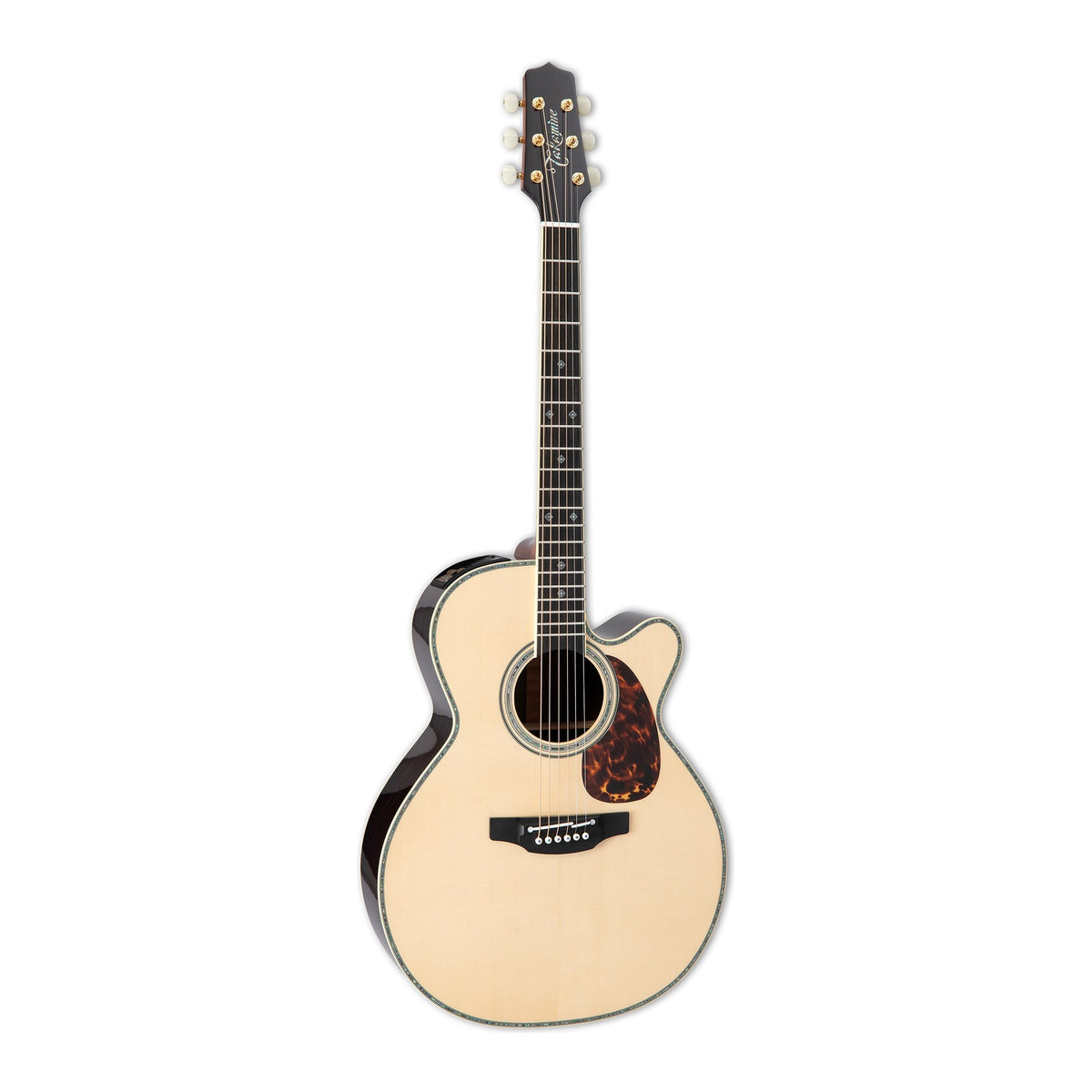 Full front view of the Takamine RNV460C NEX cutaway guitar standing upright with the headstock at the top.