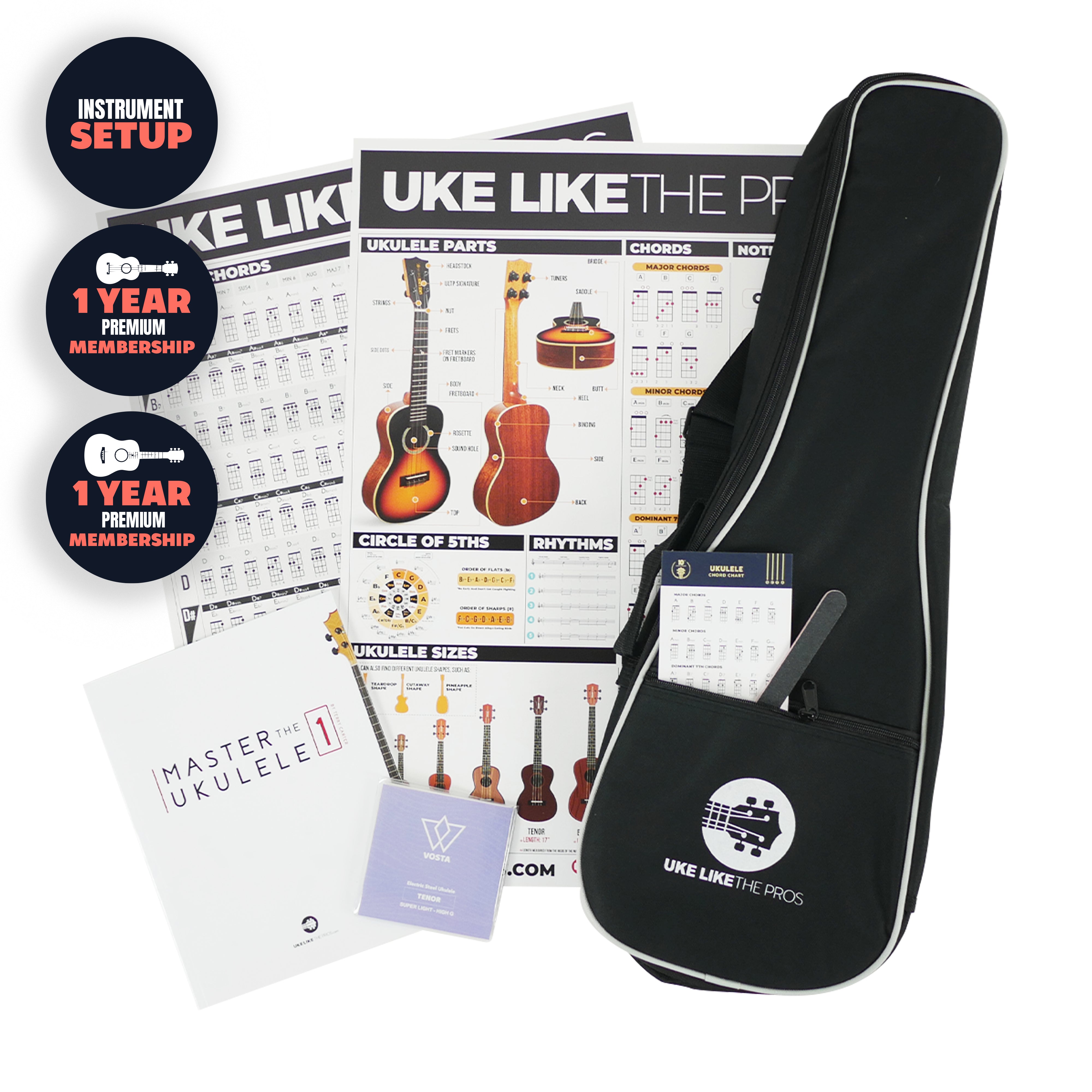 Kala JT-T-CE Tenor Ukulele — Complete Beginner Bundle with Online Courses & Accessories