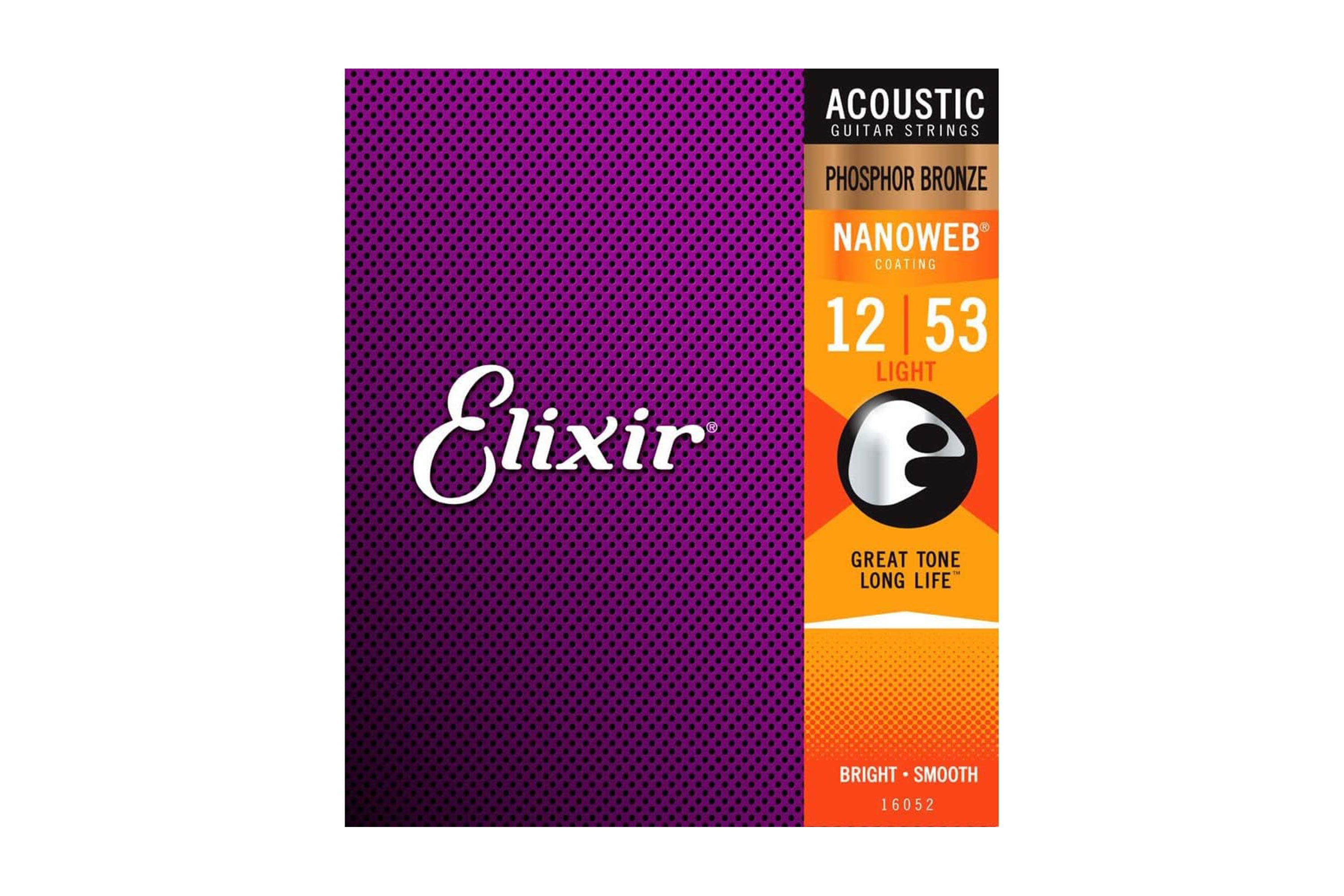 Elixir 16052 Phosphor Bronze With Nanoweb Coating Acoustic Guitar Strings - Light .012-.053
