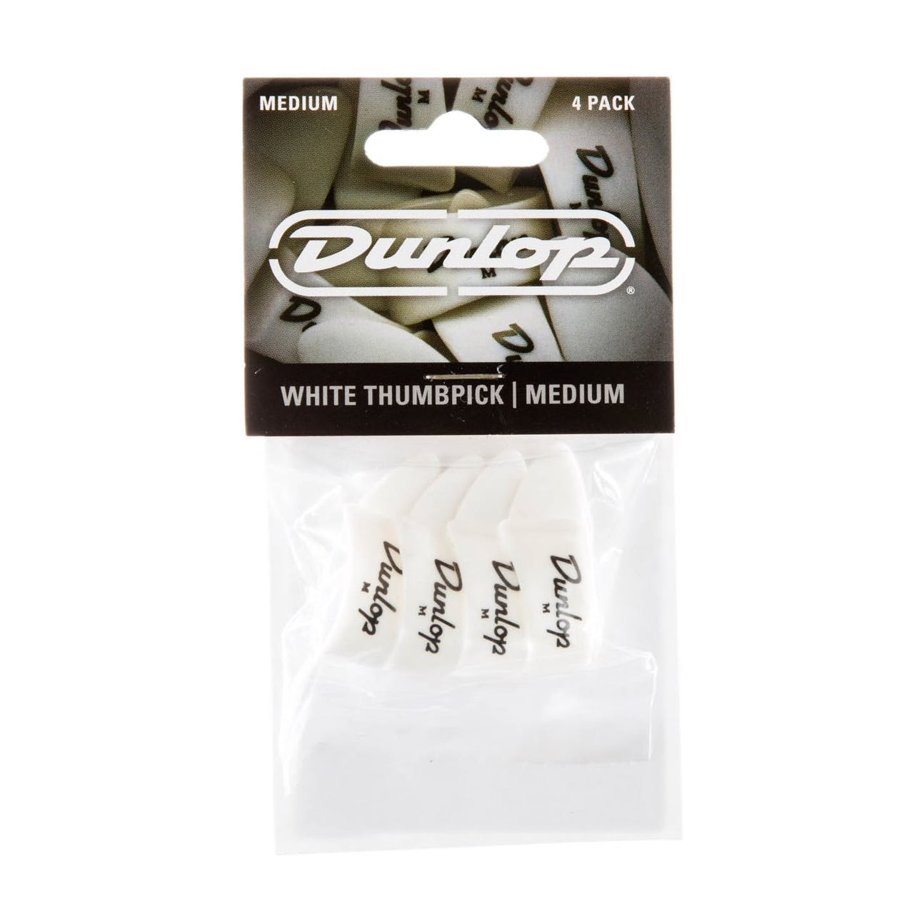 DUNLOP 9002 Medium White Plastic Thumbpicks - 4 Pack