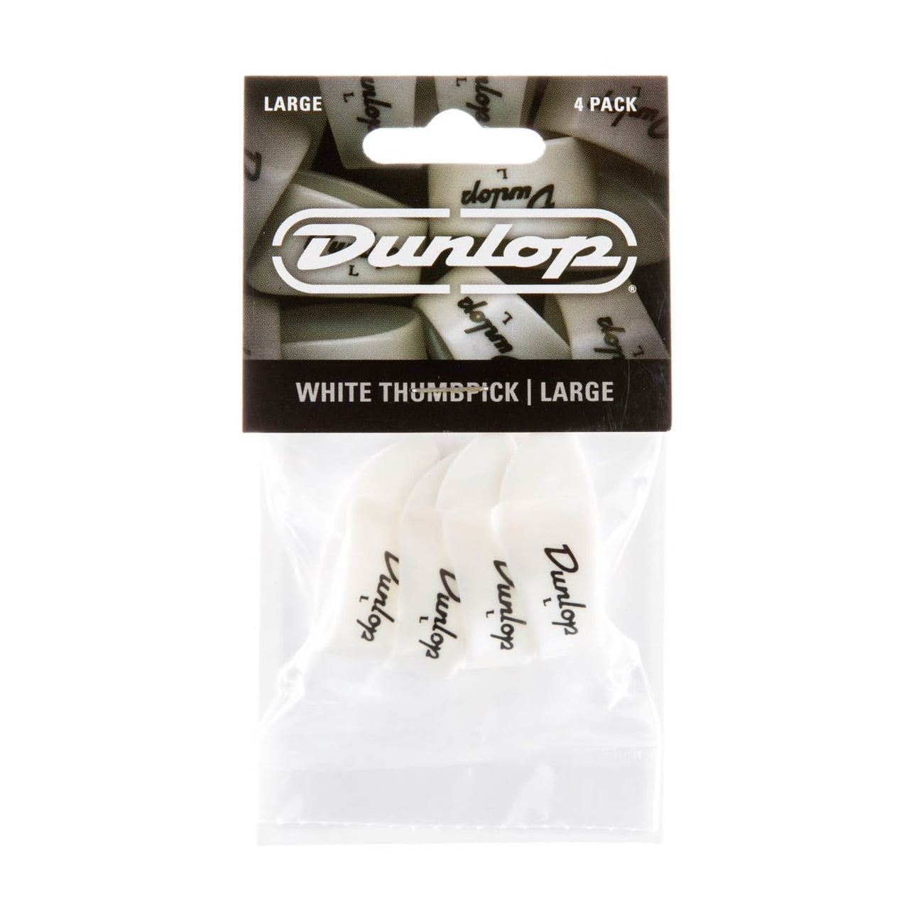 DUNLOP 9003P Large White Plastic Thumbpicks - 4 PACK