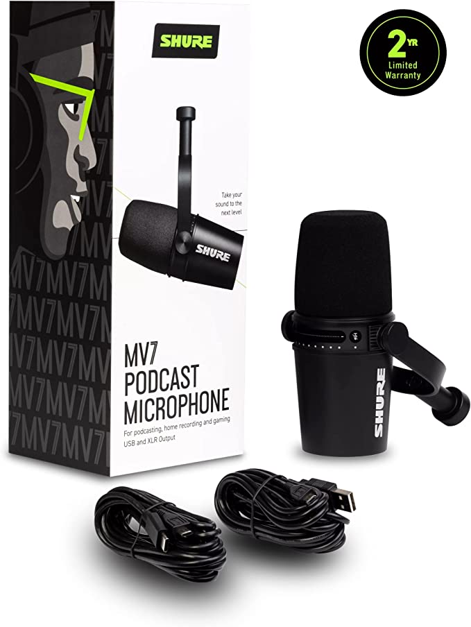 Shure MV7 USB Podcast Microphone - Black