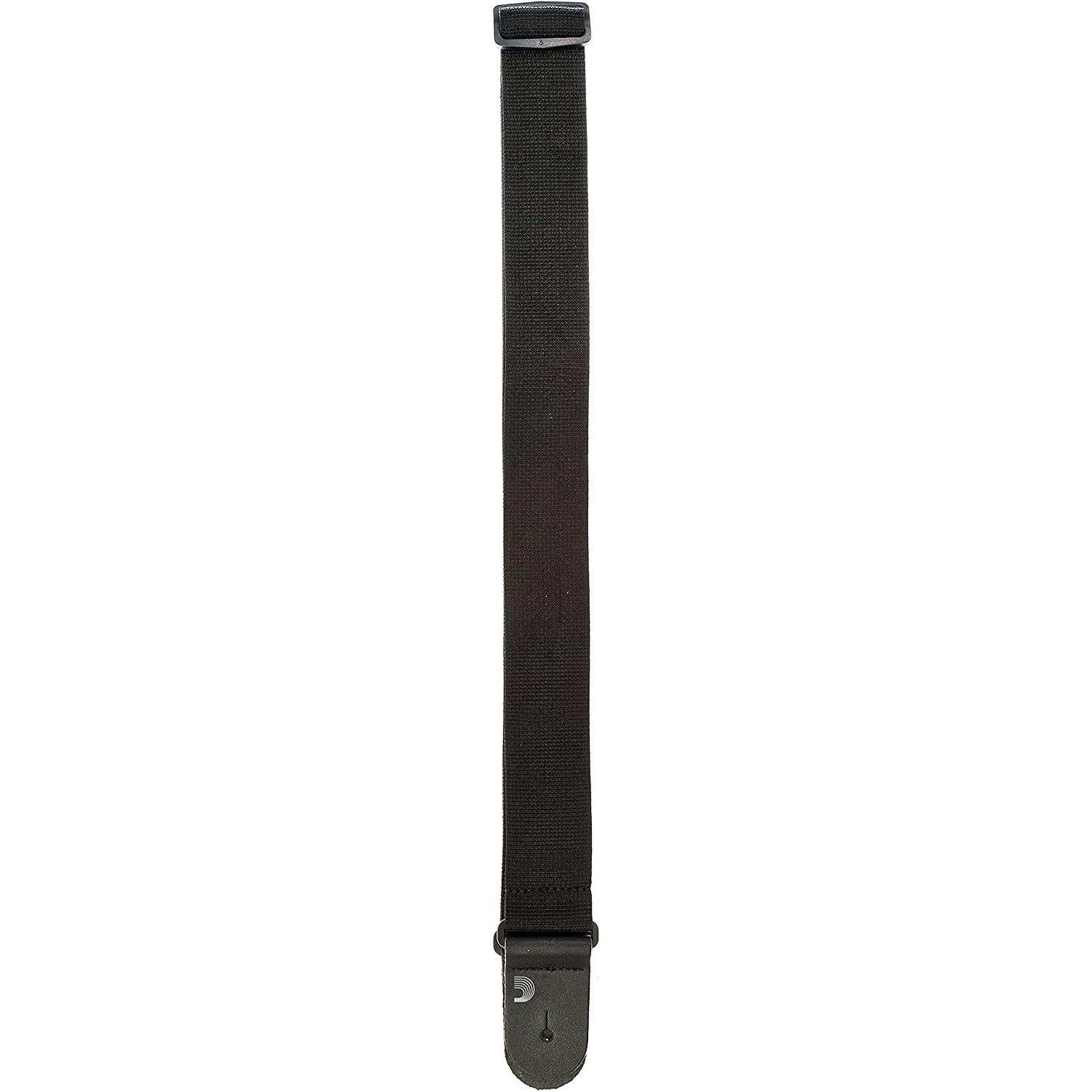 Black D'Addario guitar strap with leather ends at Terry Carter Music Store