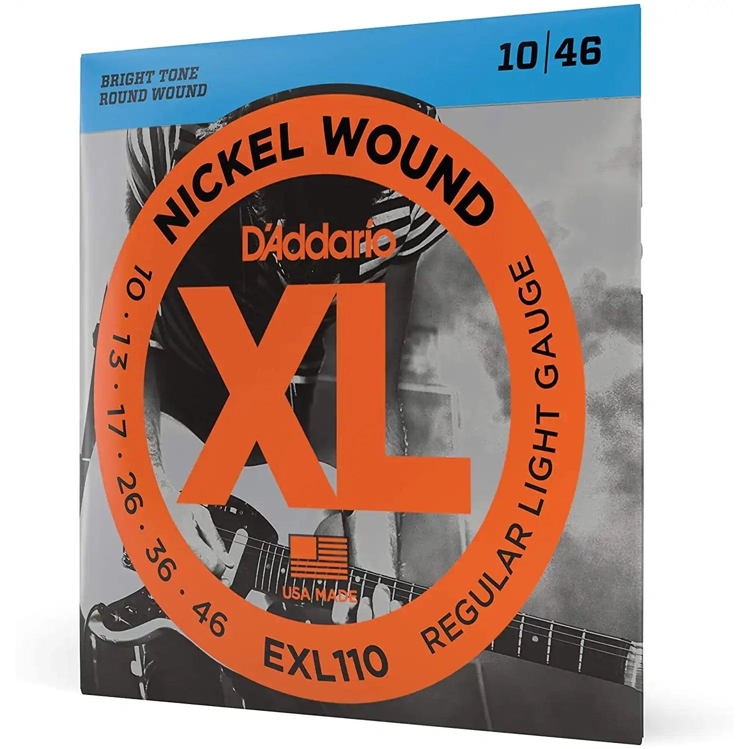 D'Addario XL nickel wound electric guitar strings EXL110, regular light gauge, at Terry Carter Music Store