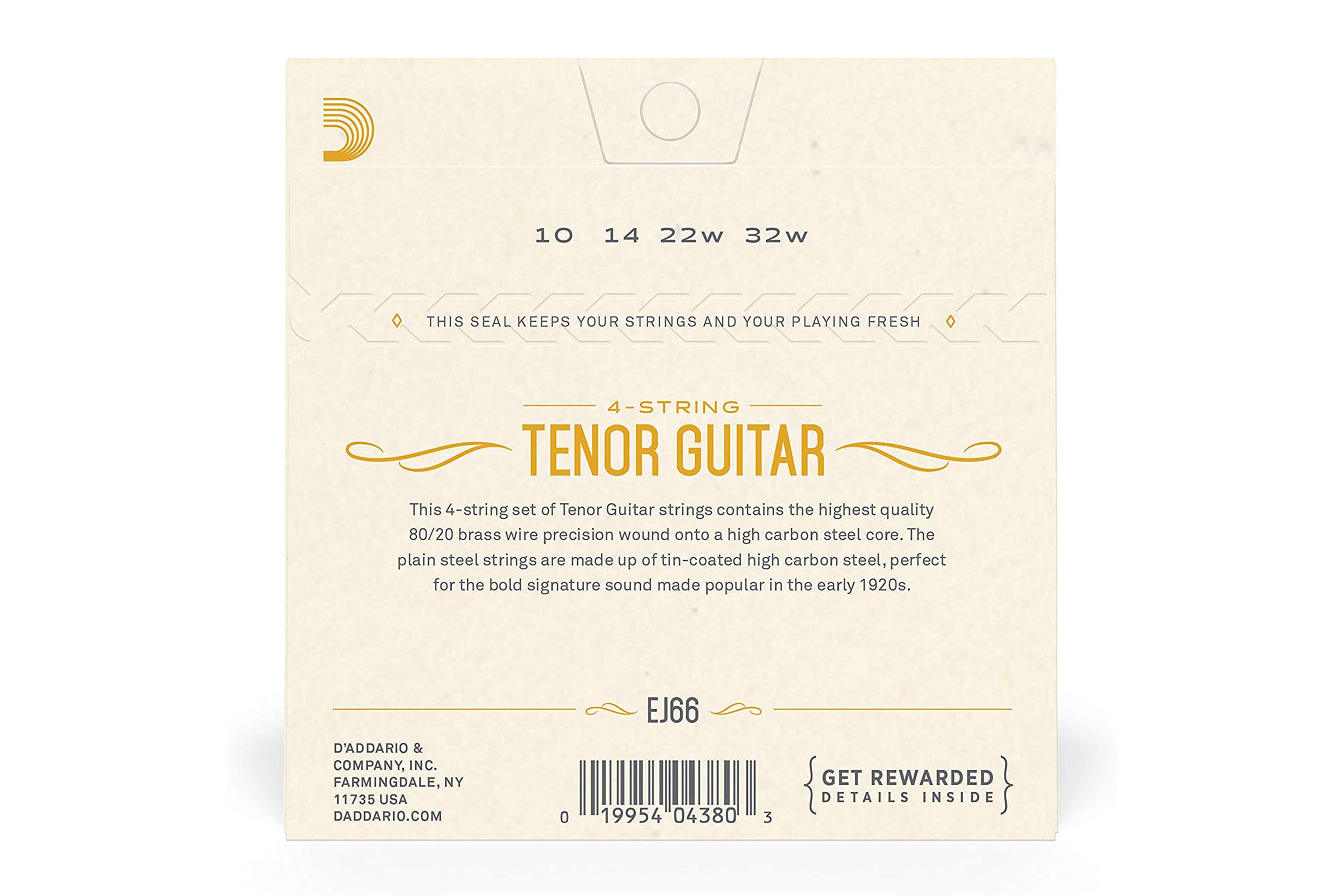 D'Addario EJ66 80/20 Bronze 4-String Tenor Guitar Strings - .010-.032w