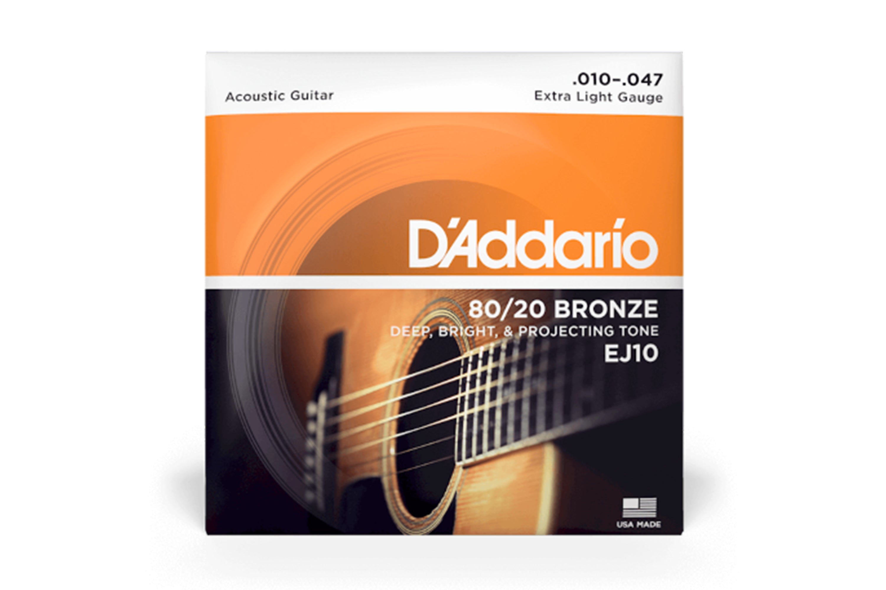 D'Addario EJ10 80/20 Bronze Acoustic Guitar Strings - Extra Light .010-.047