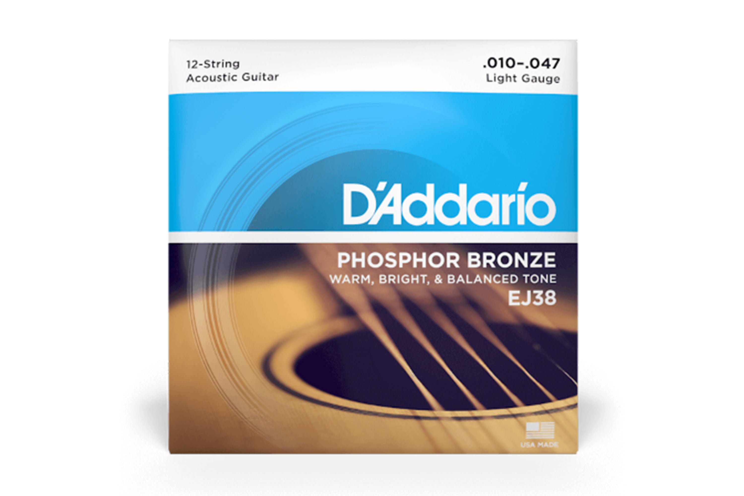 D'Addario EJ38 Phosphor Bronze Acoustic 12-String Guitar Strings - Light .010-.047