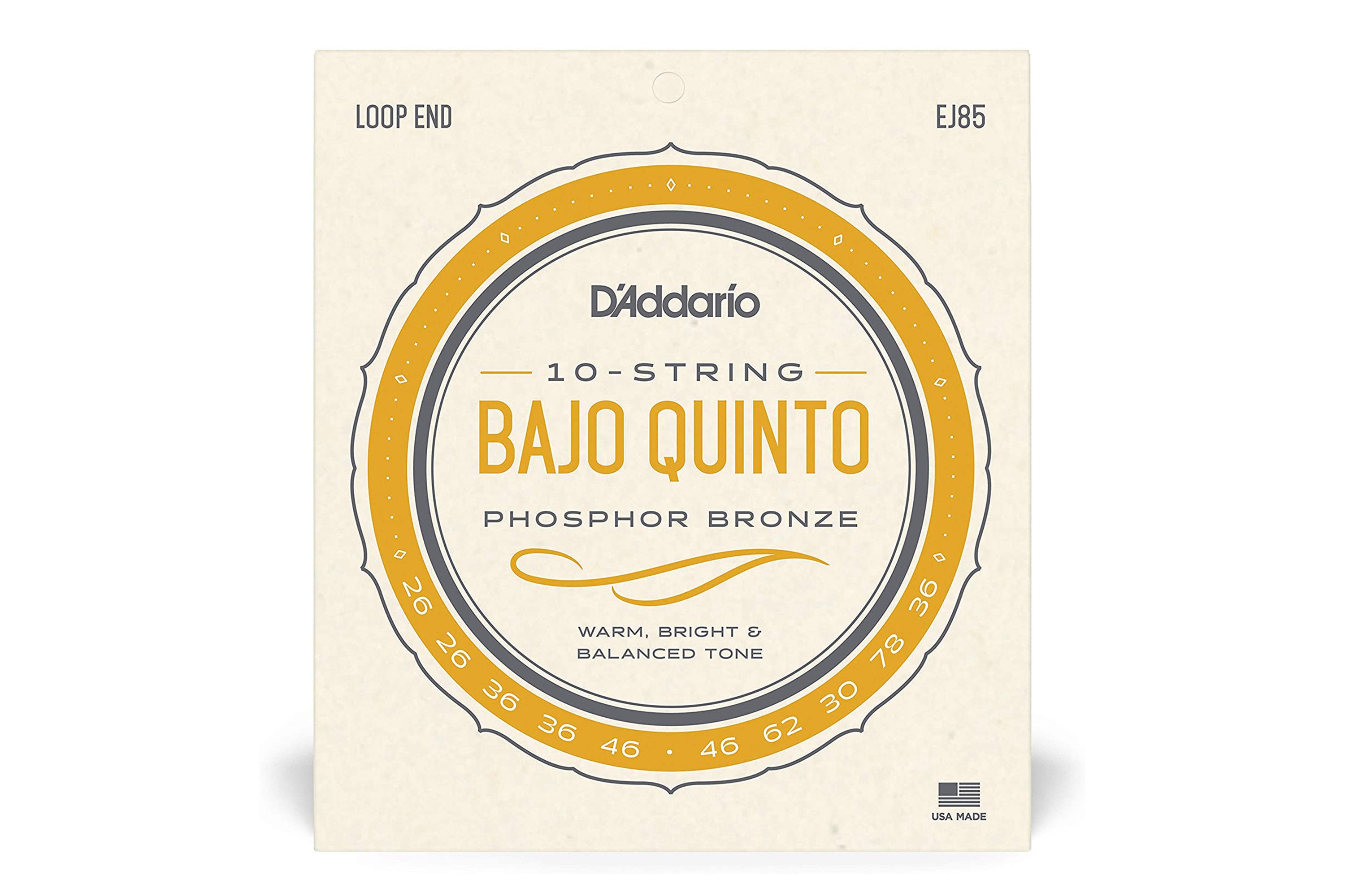 D'Addario EJ85 Phosphor Bronze 10-String Bajo Quinto Strings - .026-.036