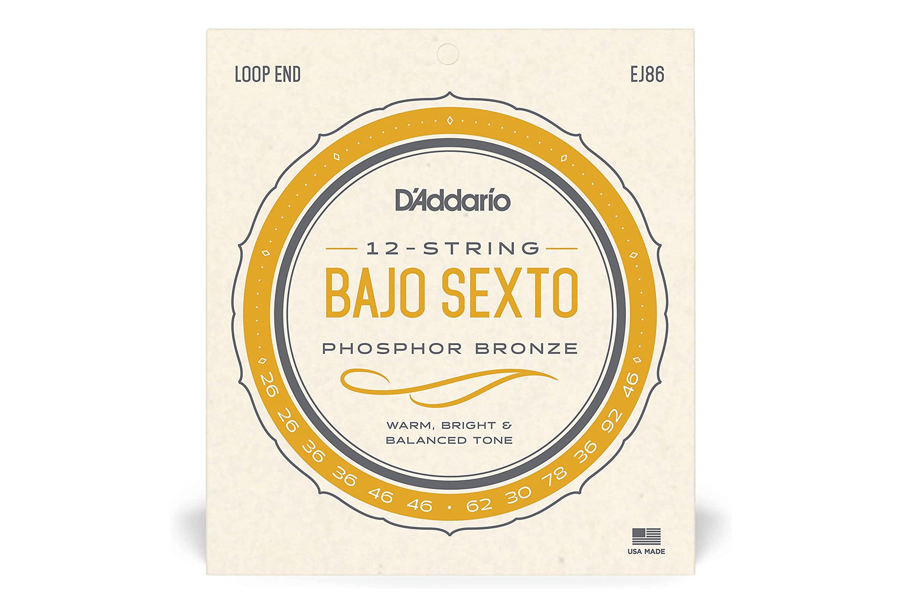 D'Addario EJ86 Phosphor Bronze 12-String Bajo Sexto Strings - .026-.046