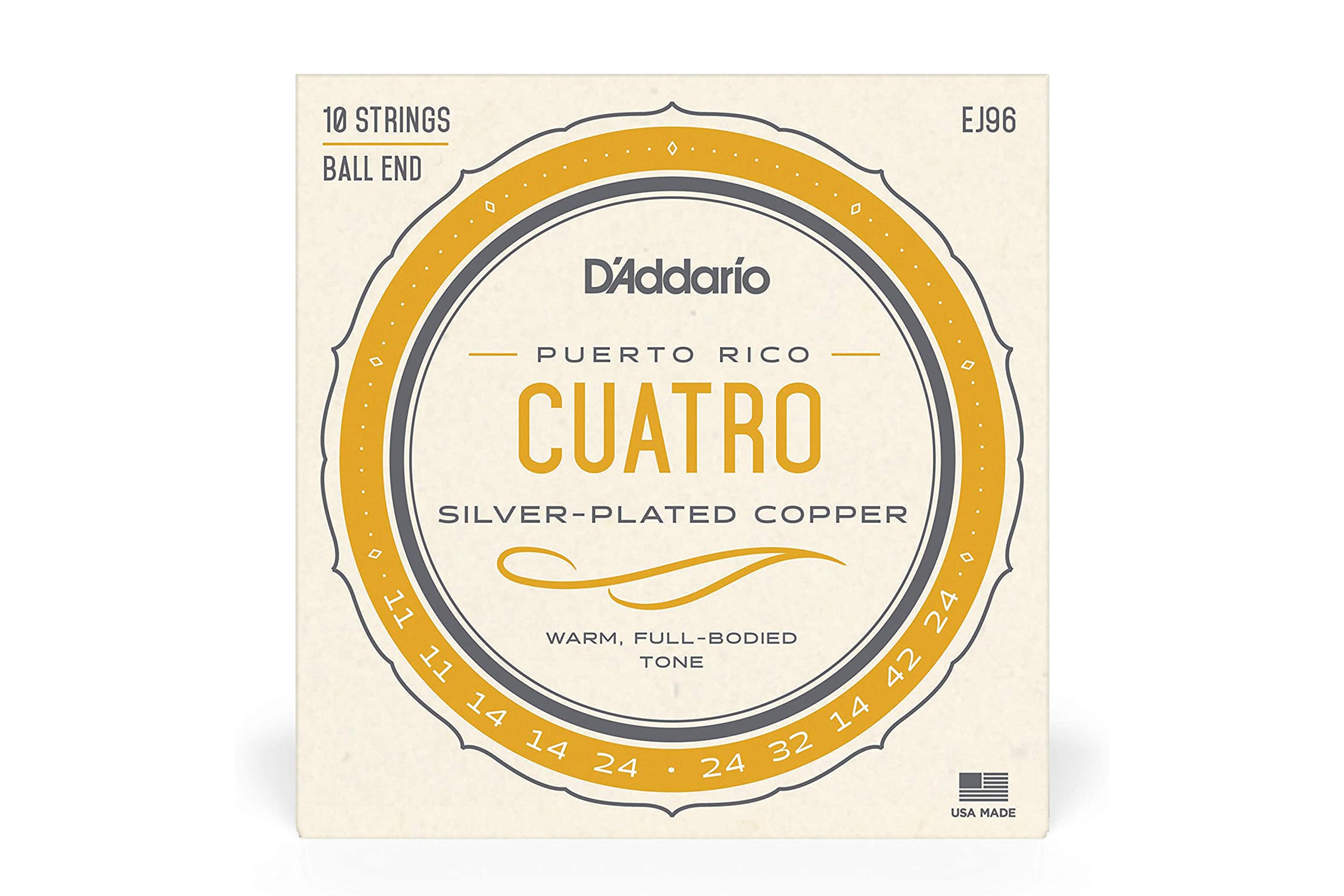 D'Addario EJ96 Silver Plated Copper 10-String Cuatro-Puerto Rico Strings - .011-.024