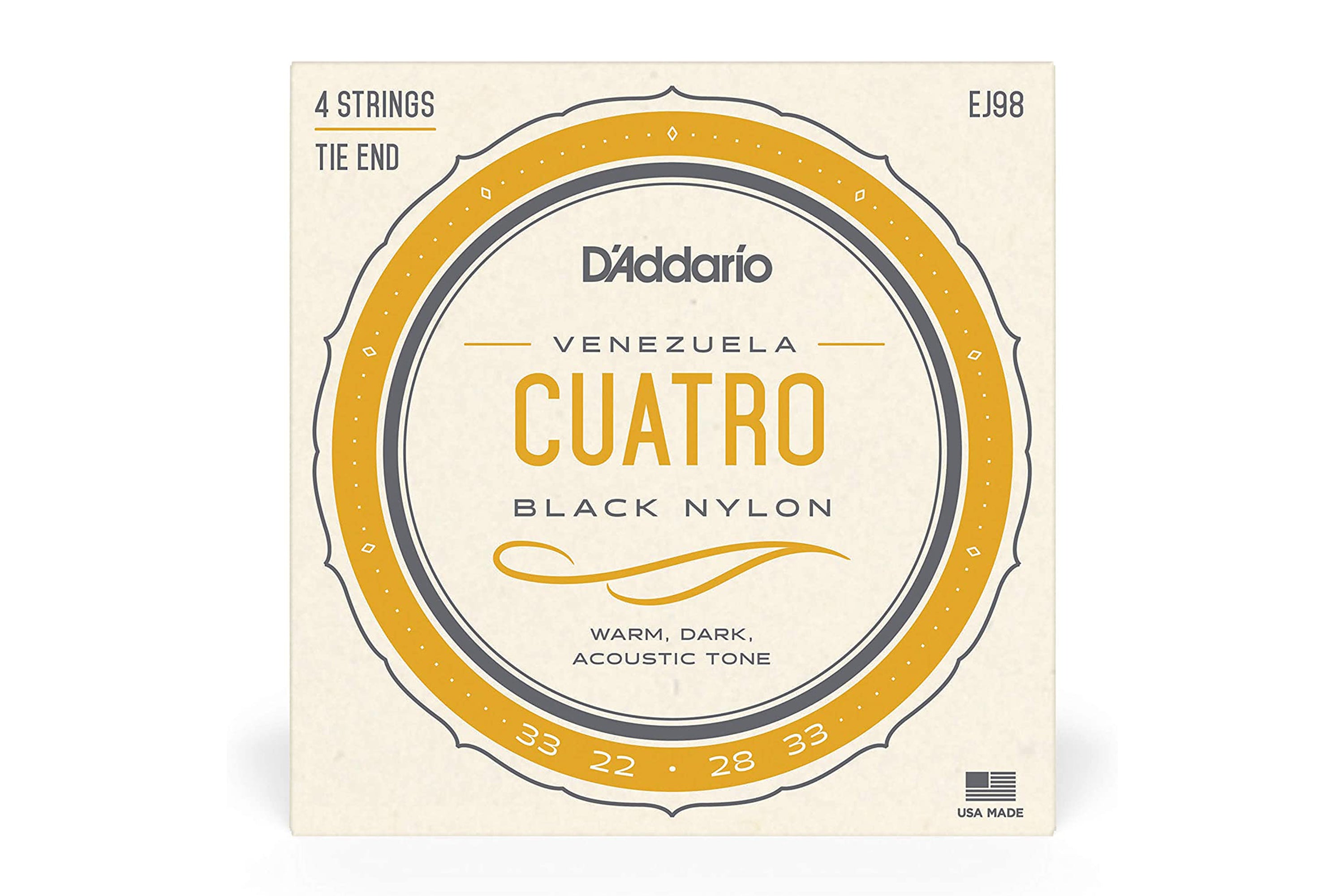 D'Addario EJ98 Black Nylon 4-String Cuatro-Venezuela Strings - .033-.033