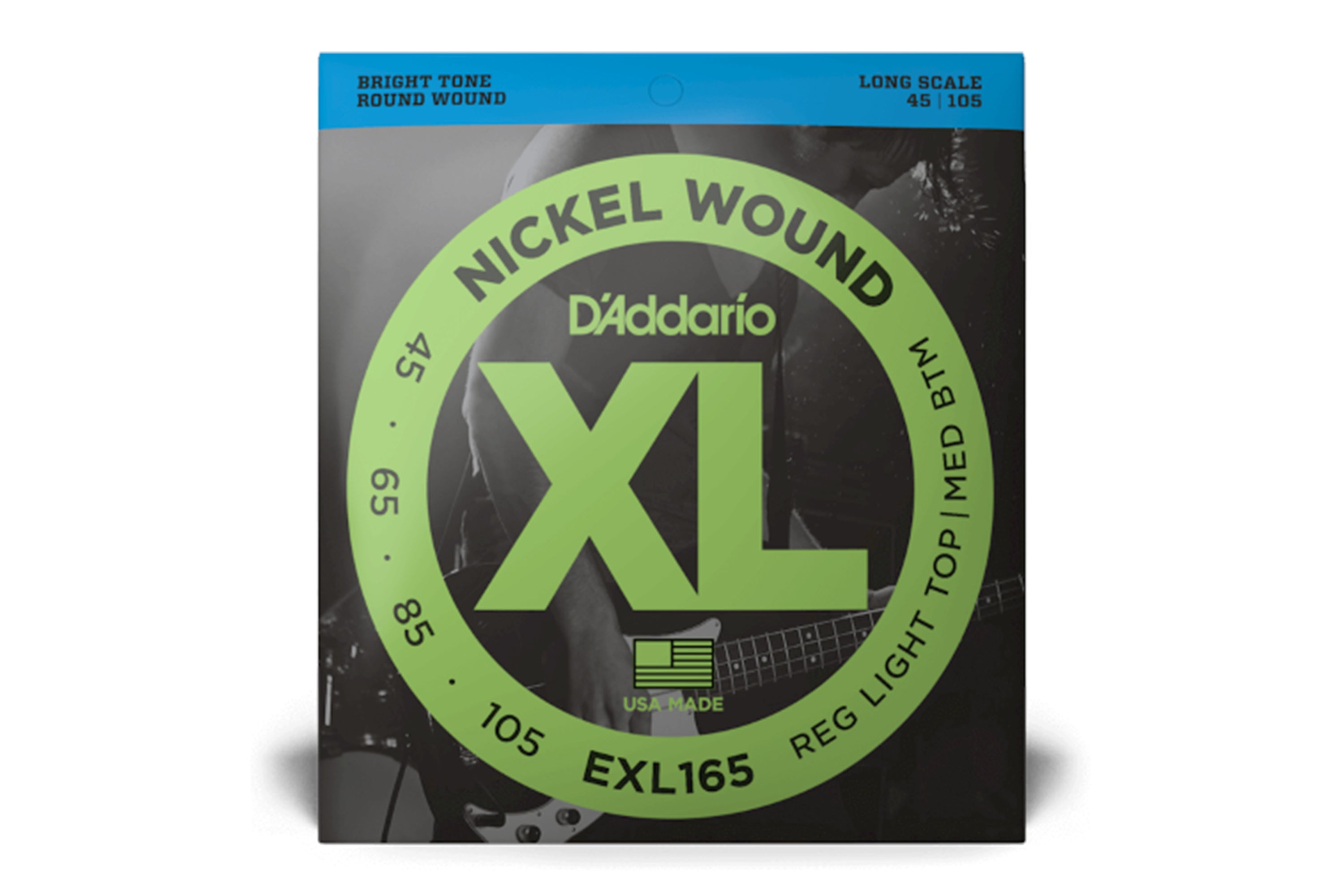 D'addario EXL165 XL Nickel Long Scale Bass Strings - Regular Light Top/Medium Bottom .045-.105