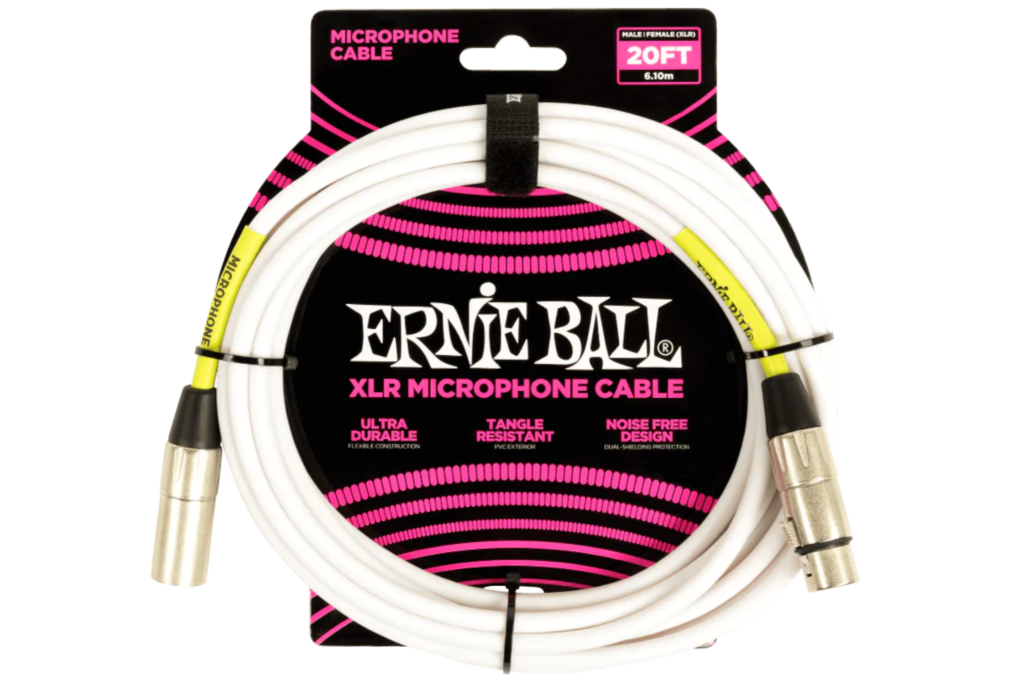 Ernie Ball 20' Male / Female XLR Microphone Cable - WHITE