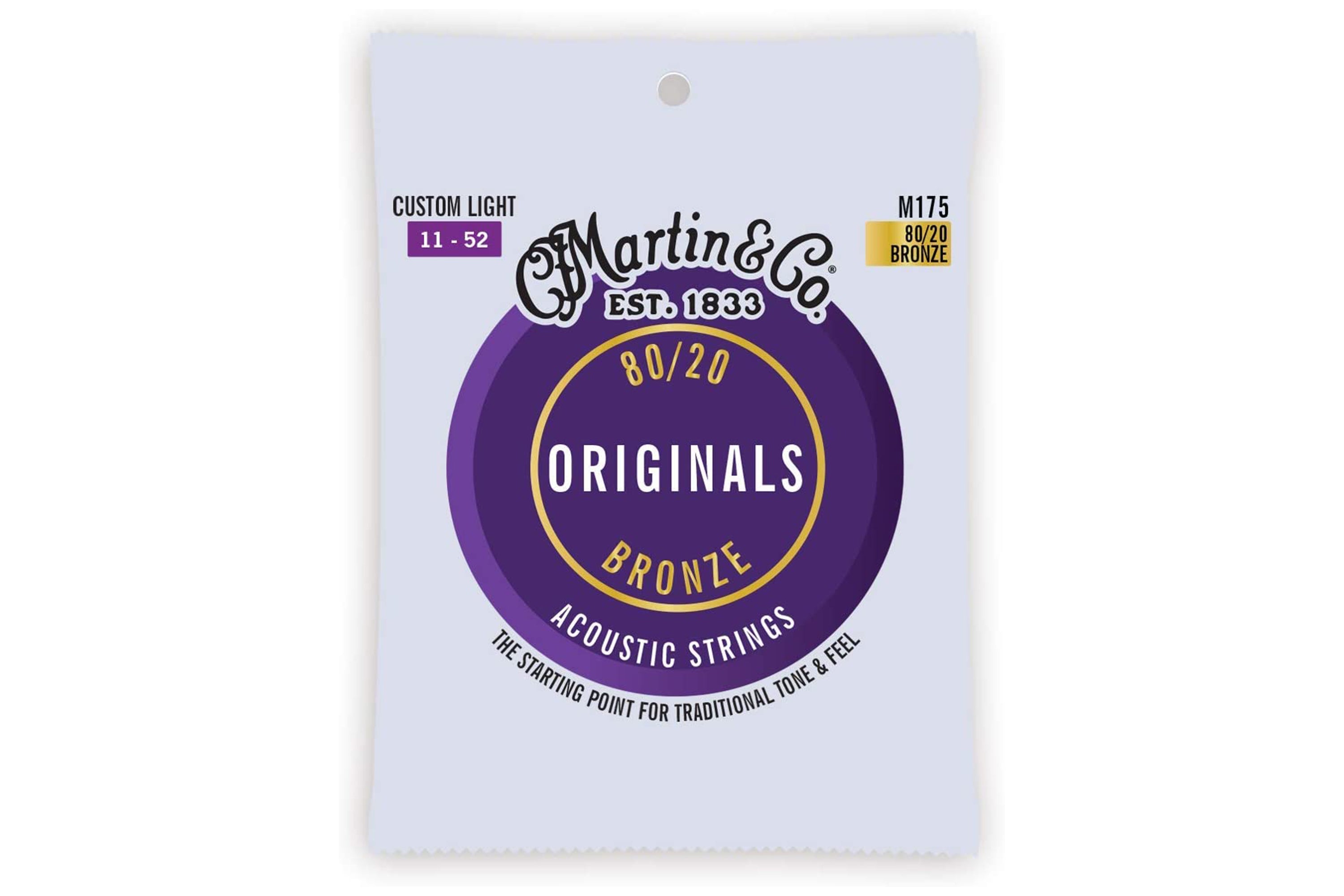 Martin M175 Original Acoustic 80/20 Bronze Guitar Strings - .011-.052 Custom Light