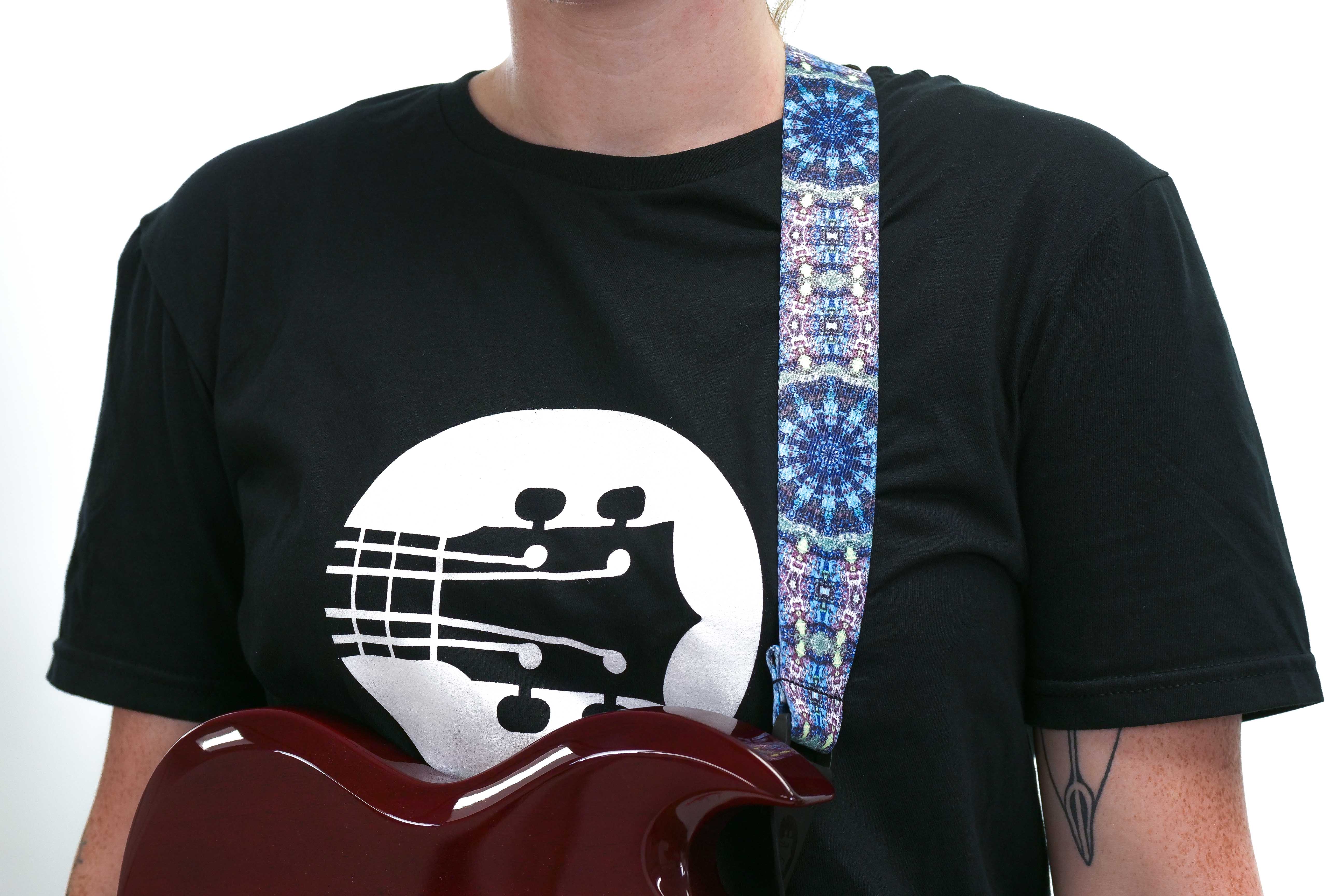 Terry Carter Music Store 1.5 Inch Poly Ukulele and Guitar Strap - Blue Kaleidoscope