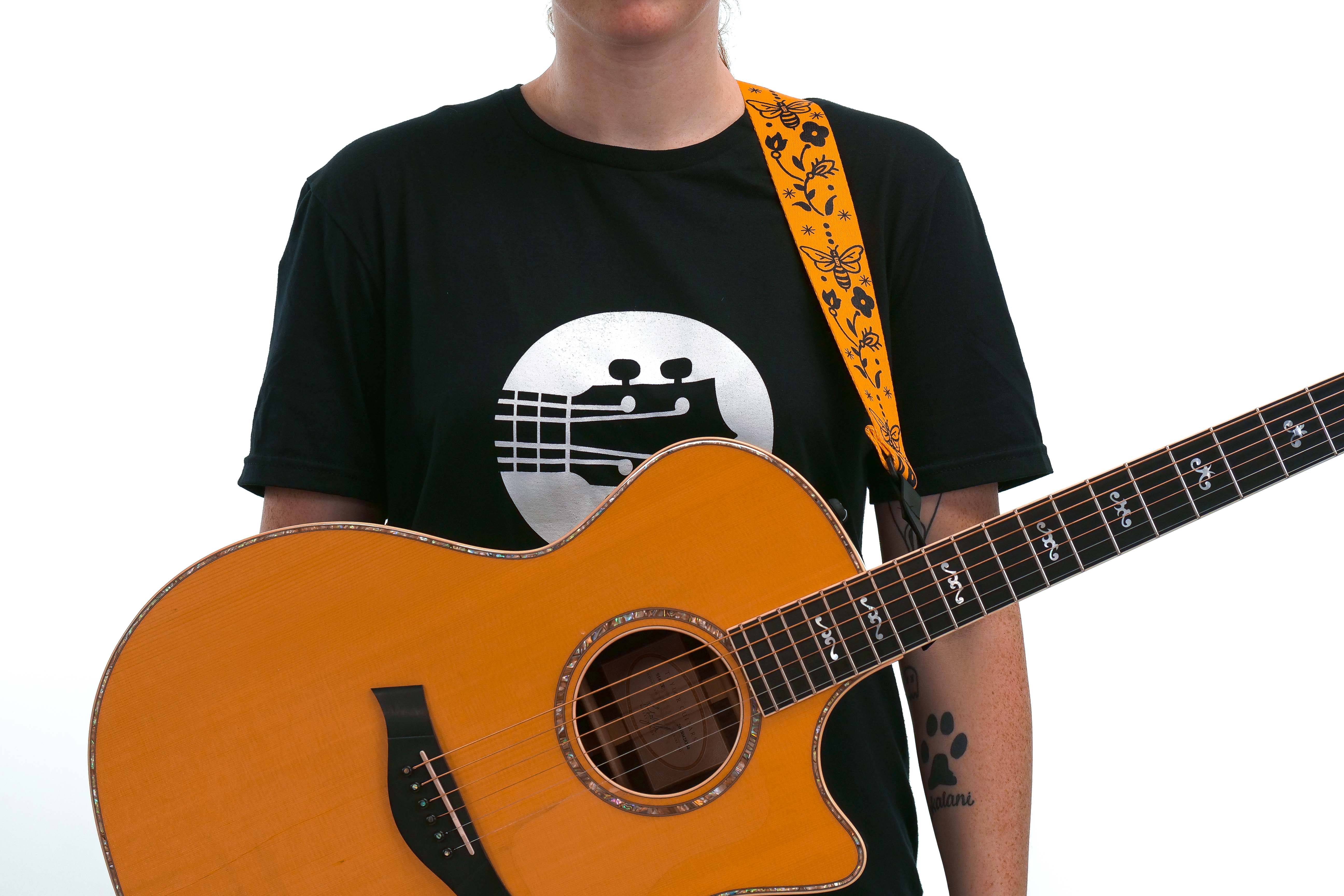 Terry Carter Music Store 2 Inch Sublimation Guitar and Ukulele Strap - YELLOW/BLACK BEES