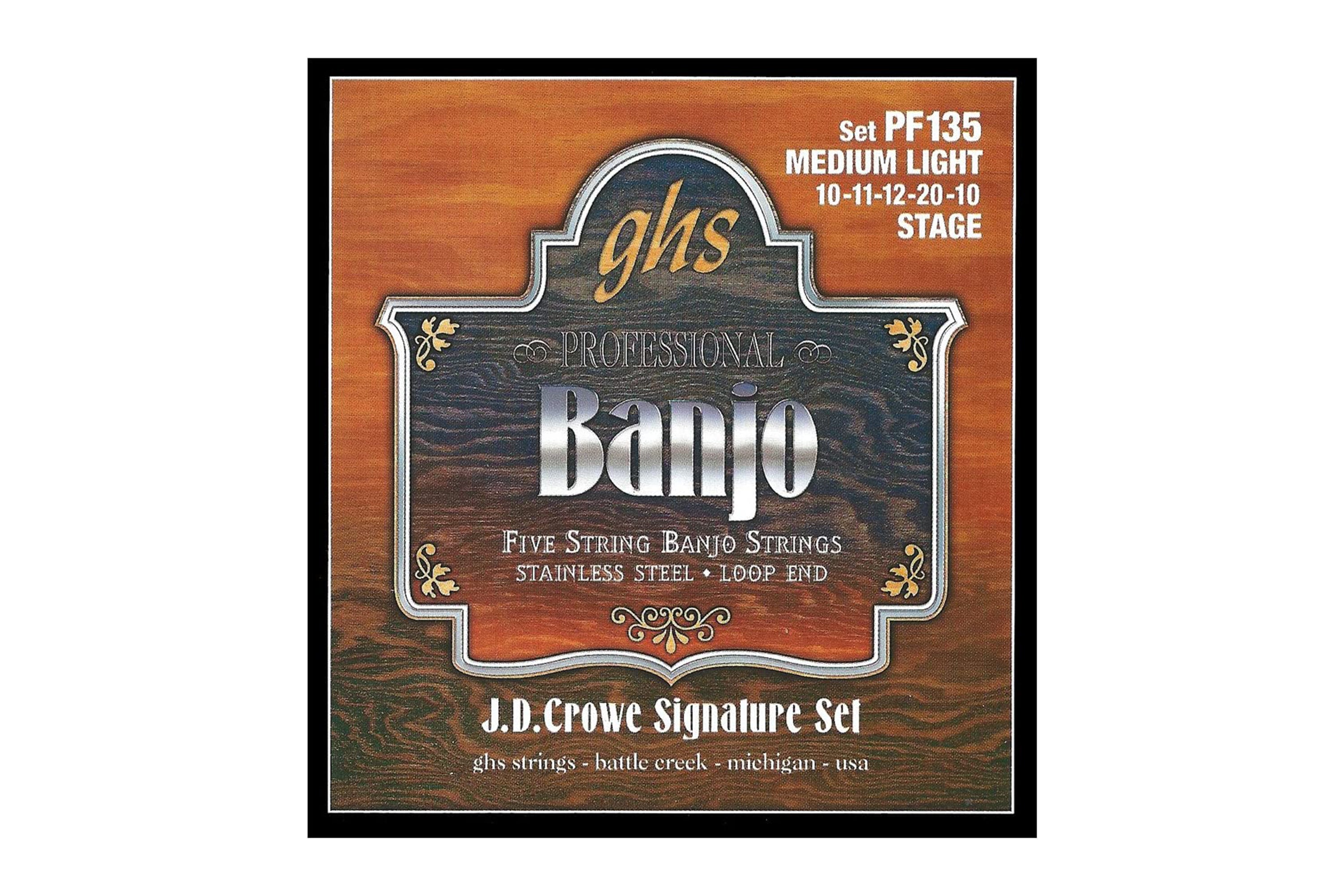 GHS PF135 J.D. Crowe Signature Series 5-String Stainless Steel Banjo Strings - Medium Light .010-.010