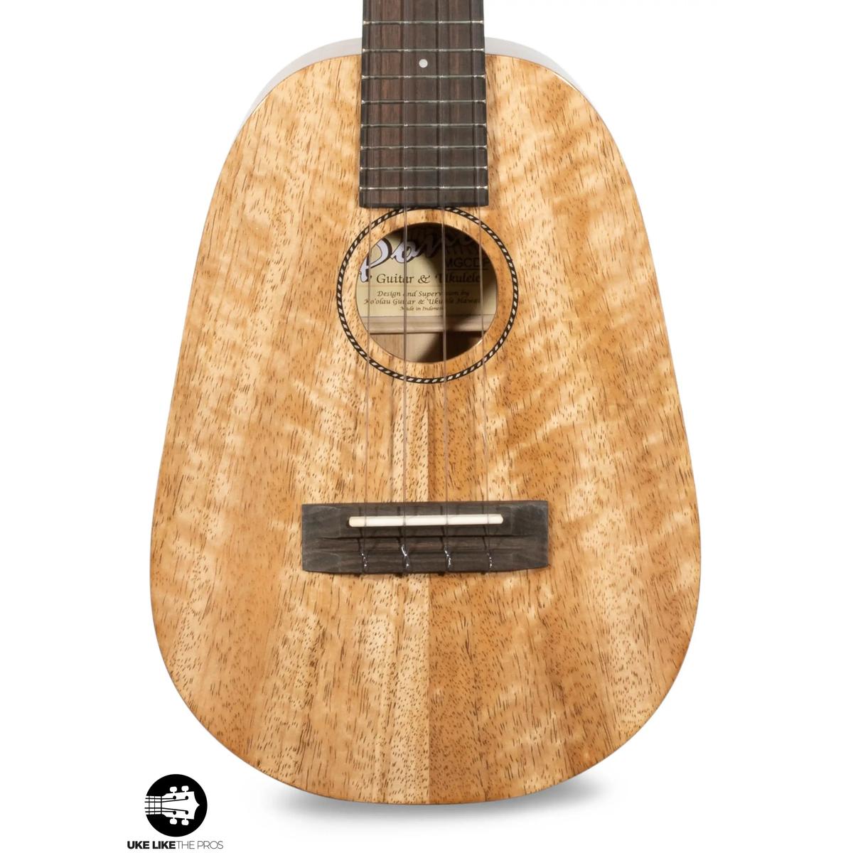 Pono MGCDP solid mango pineapple body front, close view of the figured grain