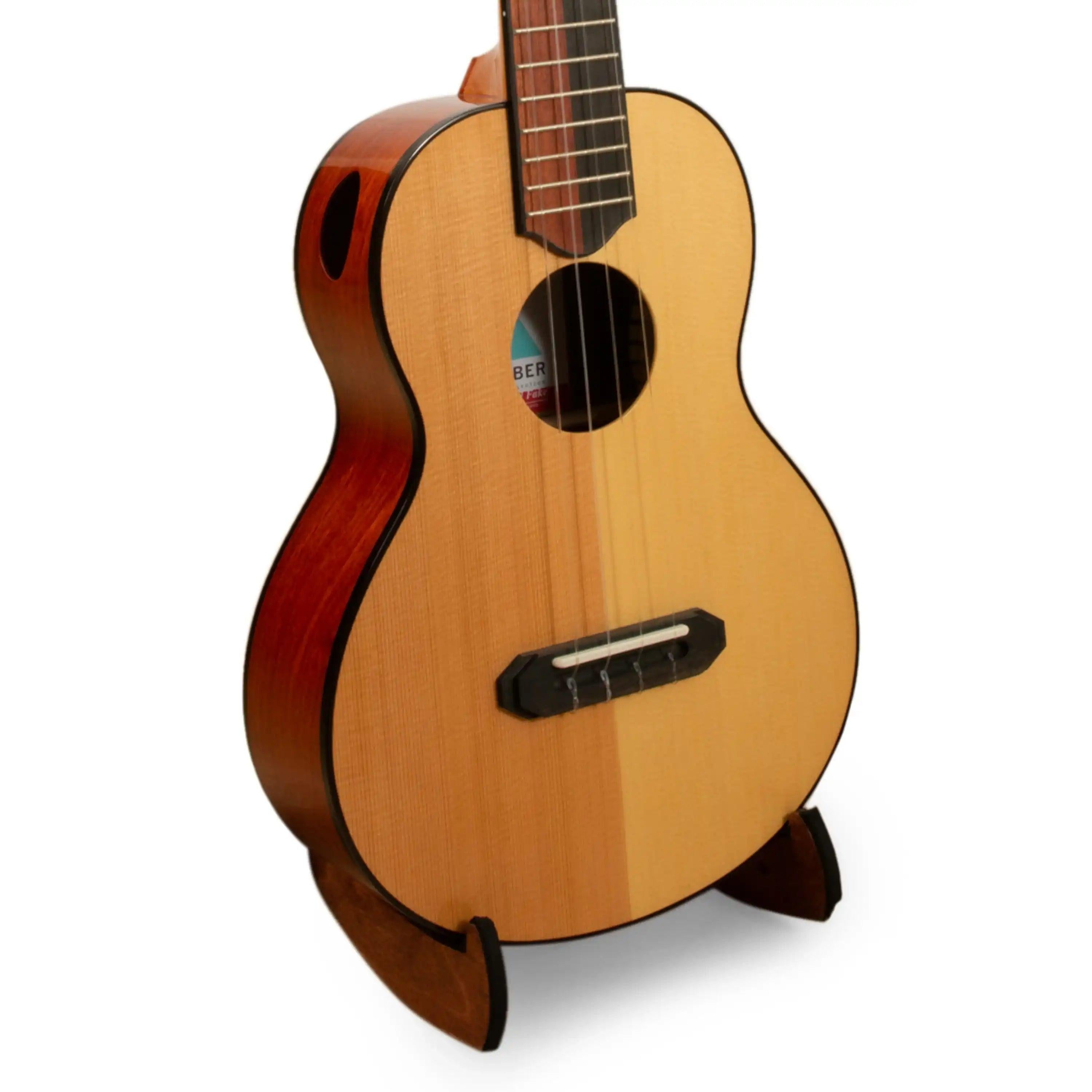 Romero Creations ukulele with natural wood top and gloss sides at Terry Carter Music Store