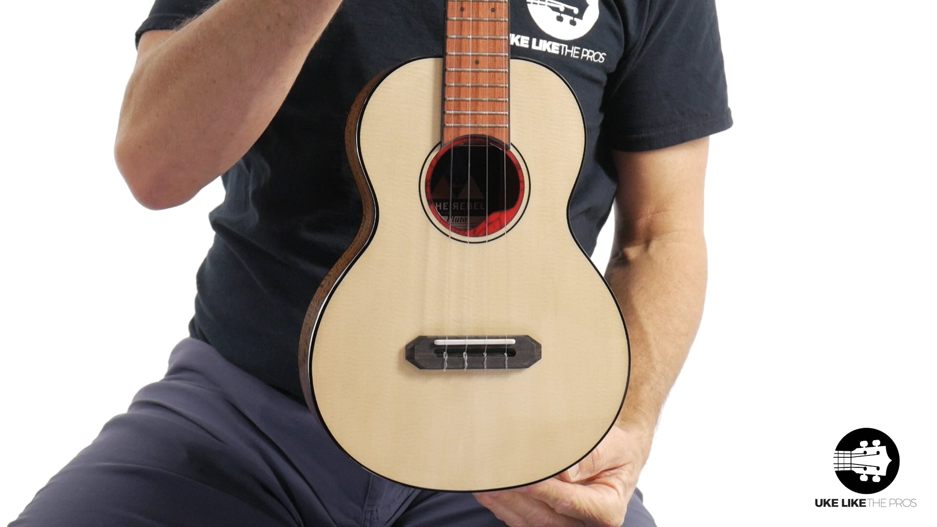 Rebel Pluto Tenor Ukulele Solid Spruce Top and Curly Acacia "Fire Walk"