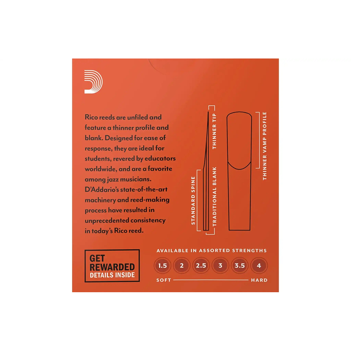 RicobyD_AddarioBbClarinetReedsStrength2.0-10Pack-back | Terry Carter Music Store