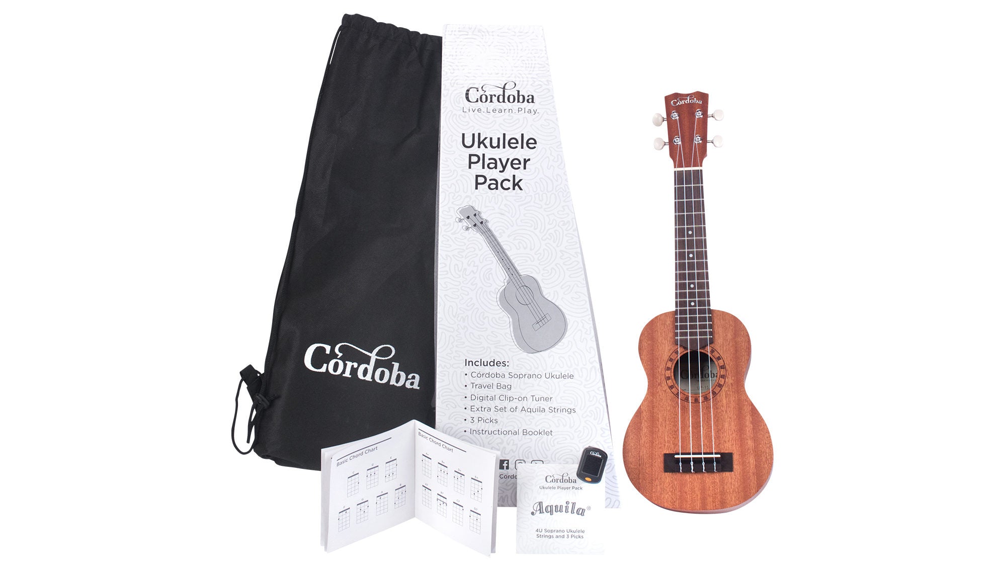 Cordoba UP-1S Soprano Ukulele Player Pack - Perfect For Beginner